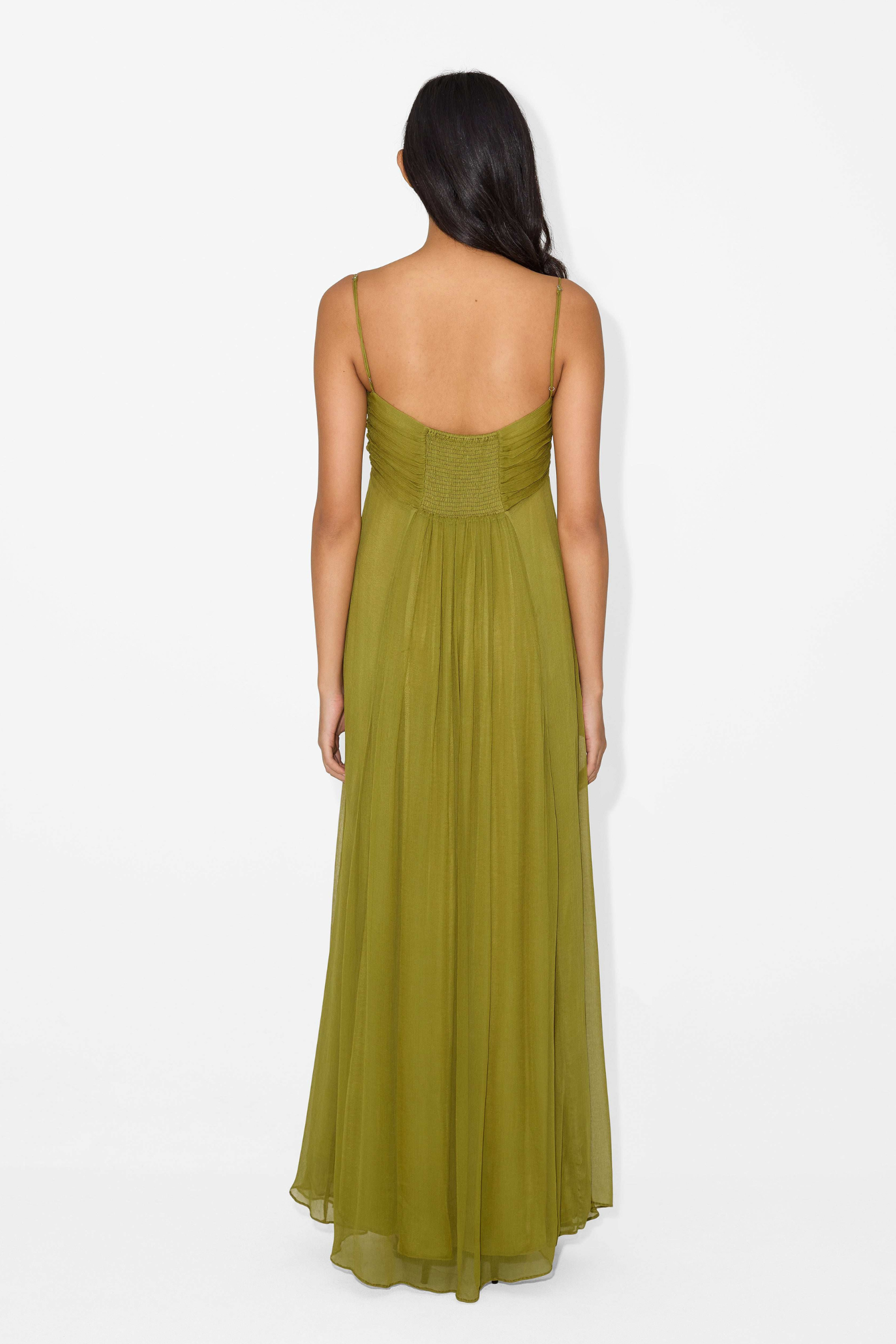 Metal Detail Backless A Line Slip Maxi Dress