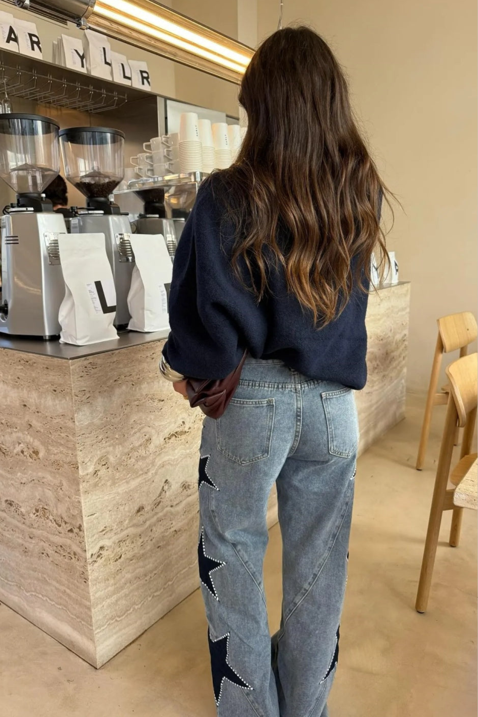 Women Star Detail Straight Leg Jeans