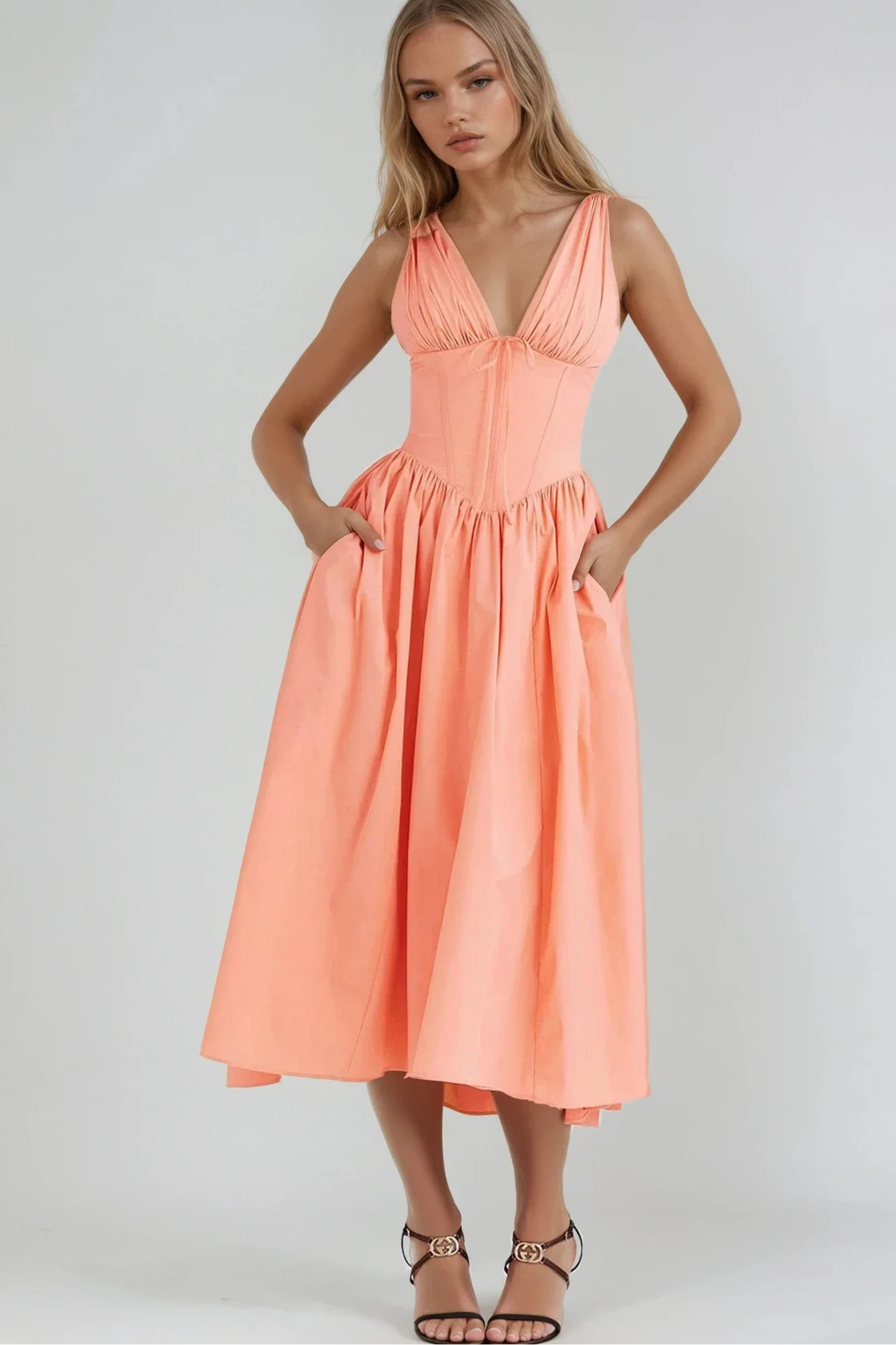 Sunlit Grace Summer Midi Dress