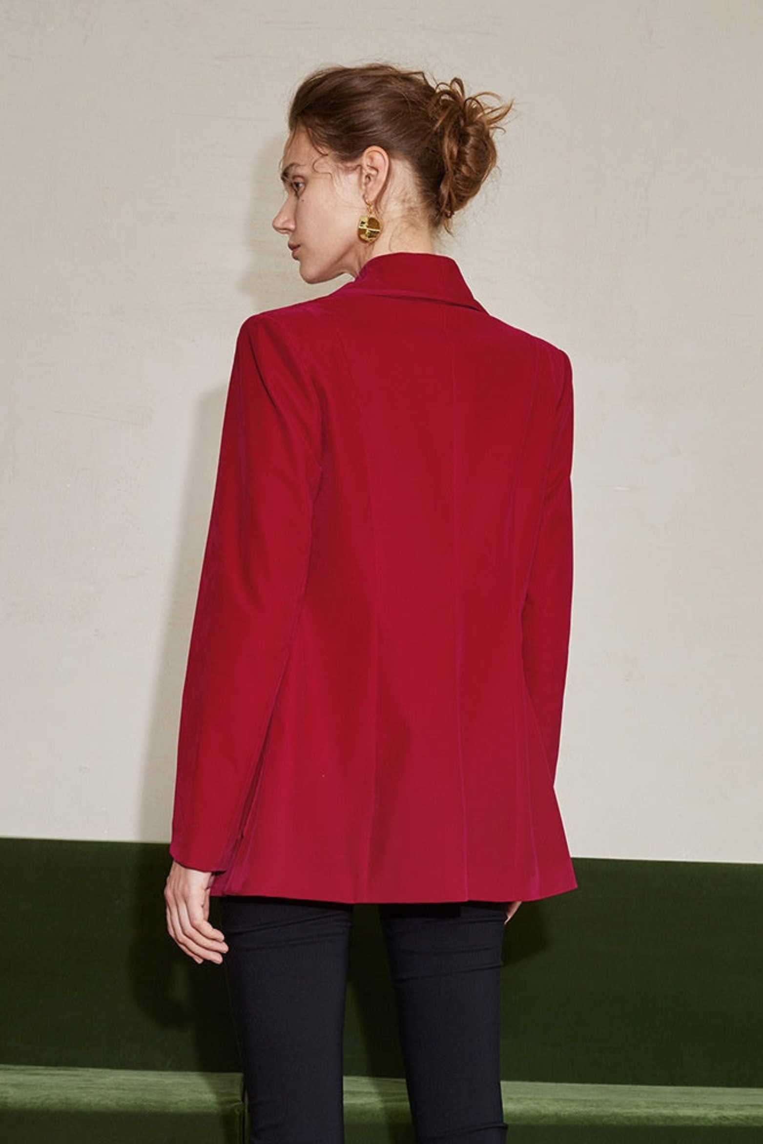Double Breasted Red Office Blazer