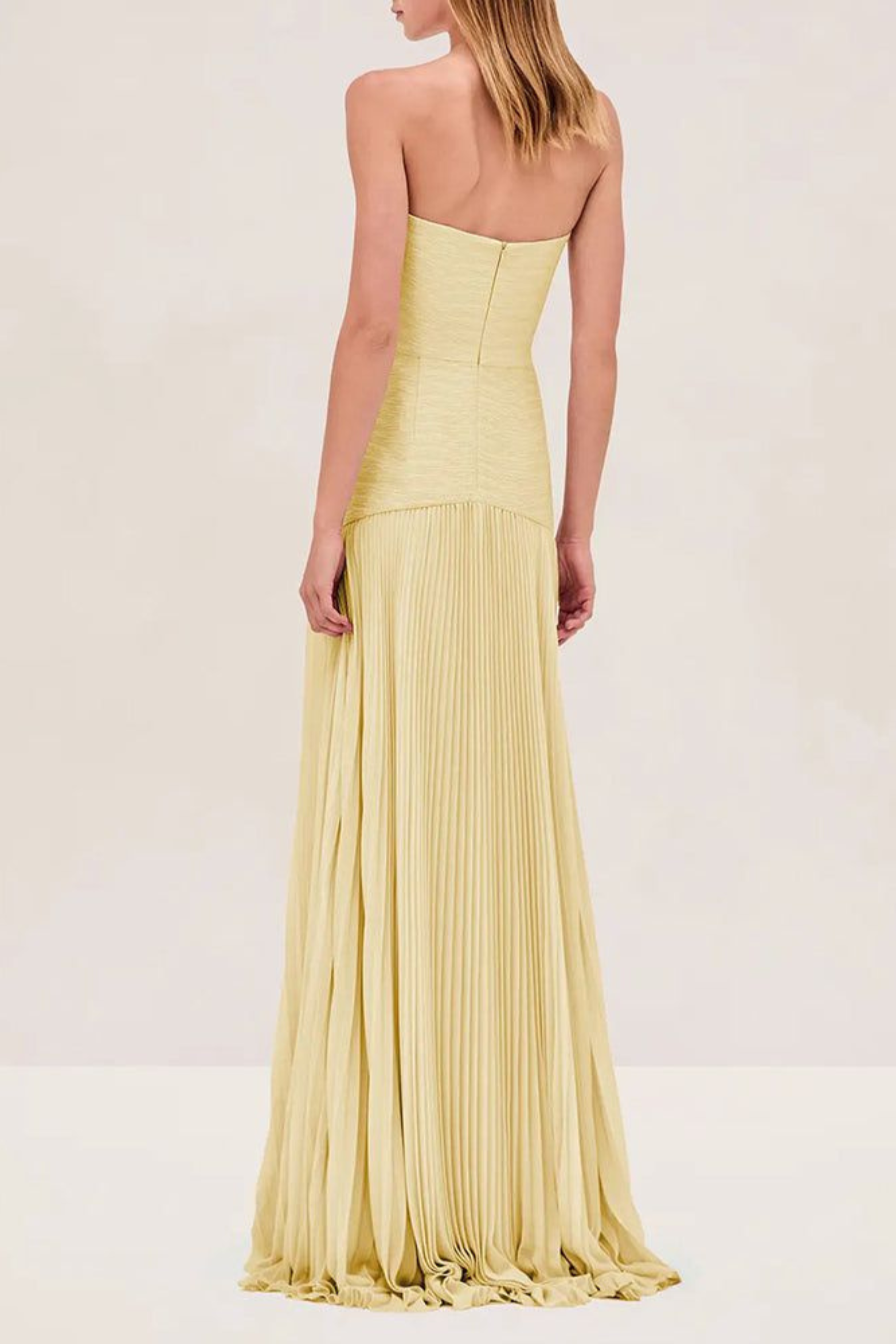 Pleated Strapless Maxi Dress with A-Line Silhouette