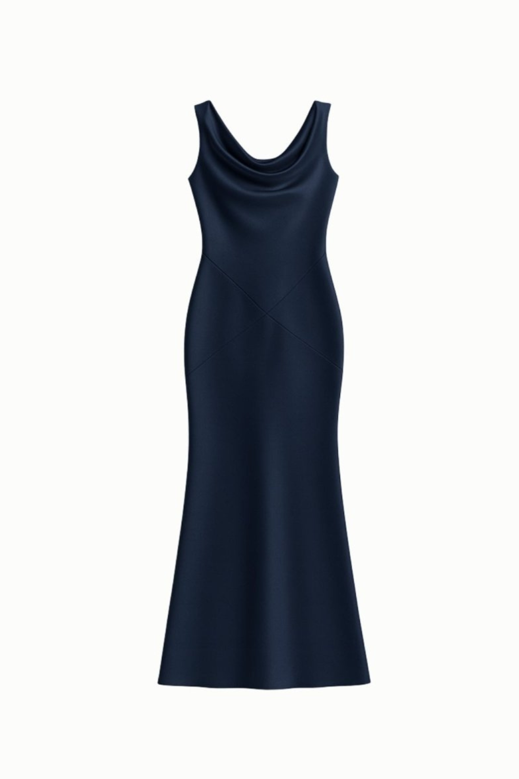Cowl Neck Backless Satin Column Gown Dress