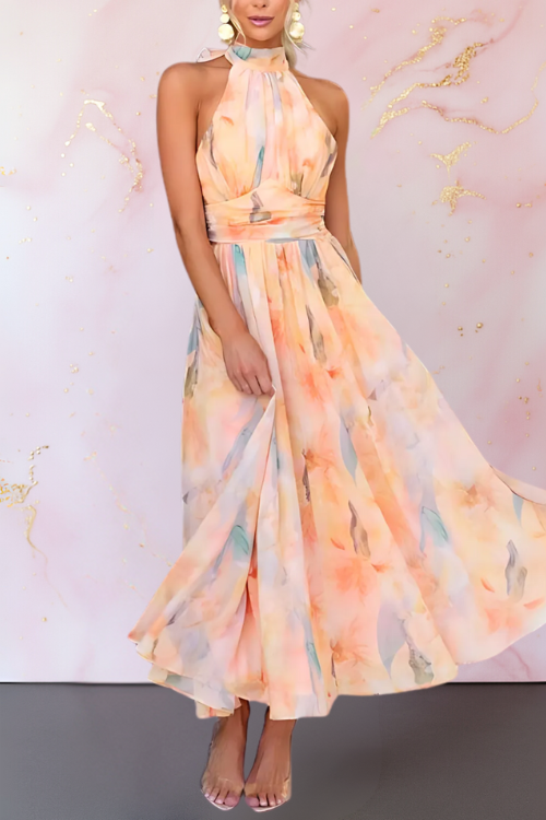 Sleek Halter Neck Maxi Dress