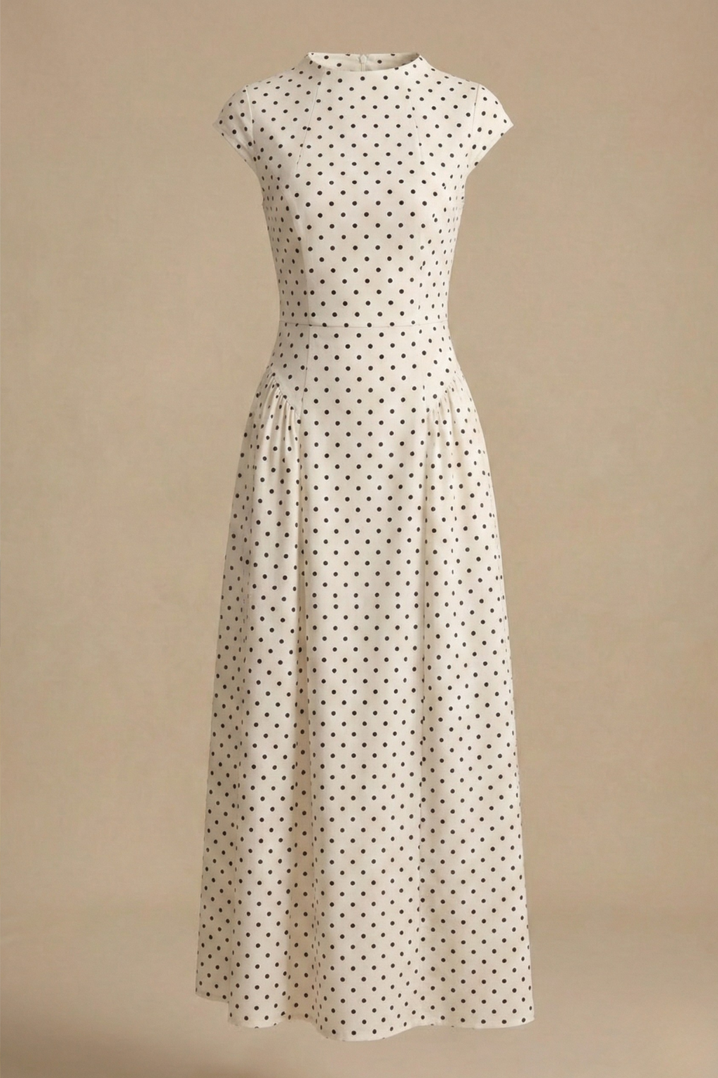 Vintage Inspired Polka Dot Maxi Dress with A Line Flow