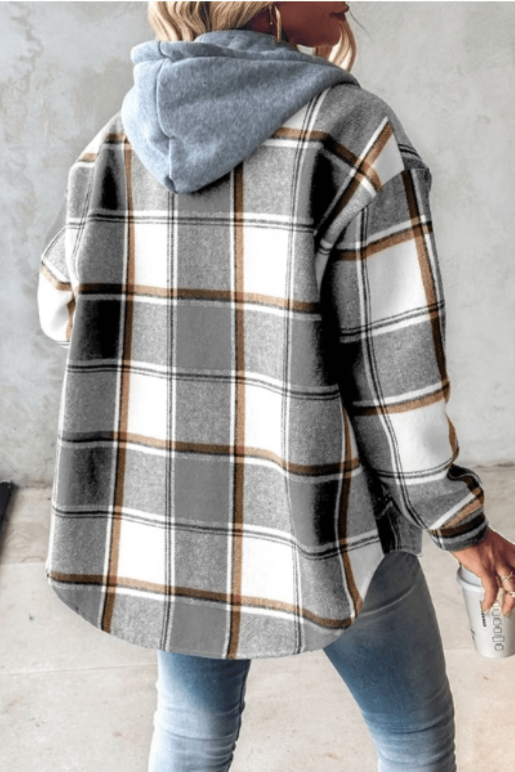 Plaid Hooded Relaxed Shacket
