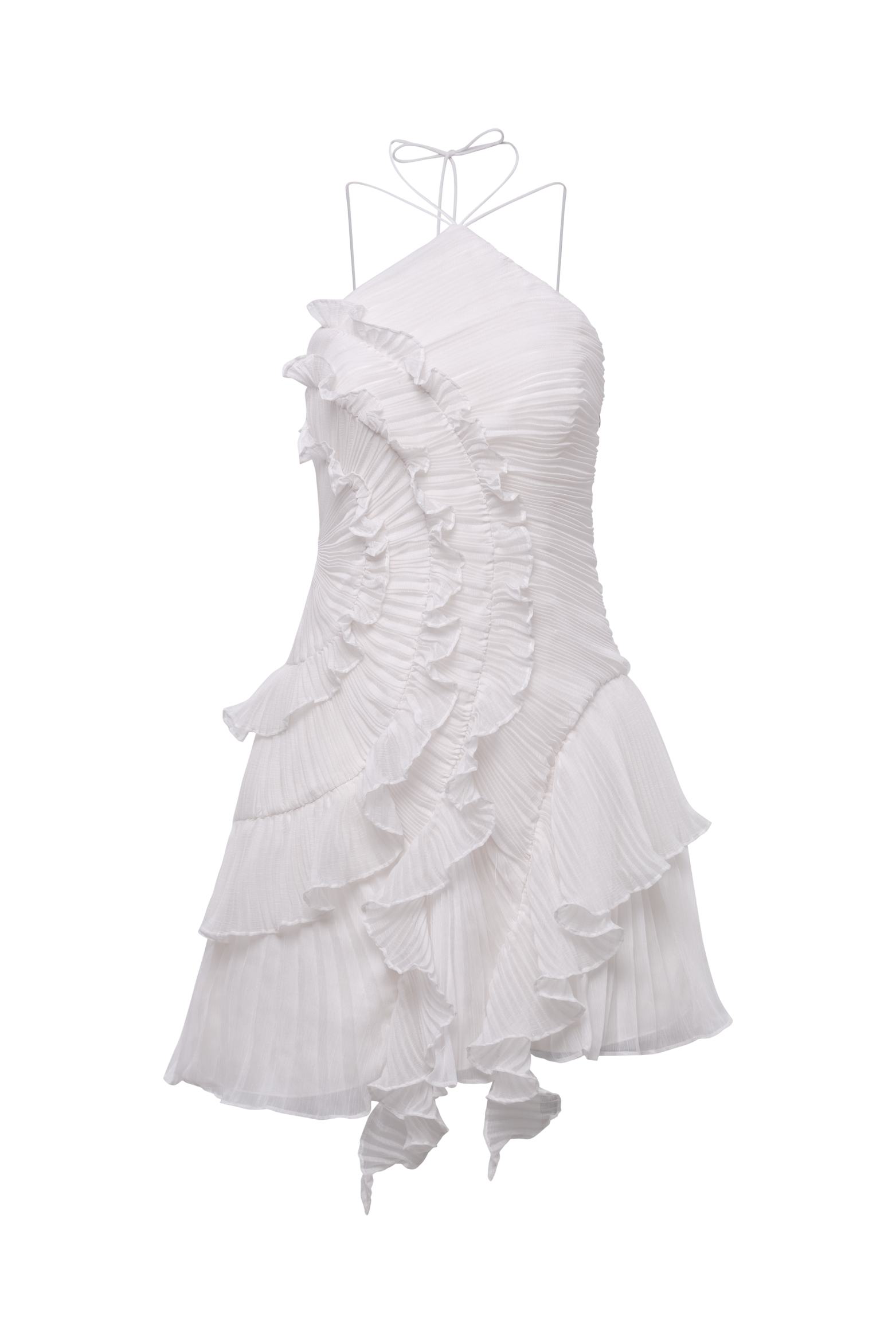 Halter Ruffle Pleated Maxi Dress for Special Occasions