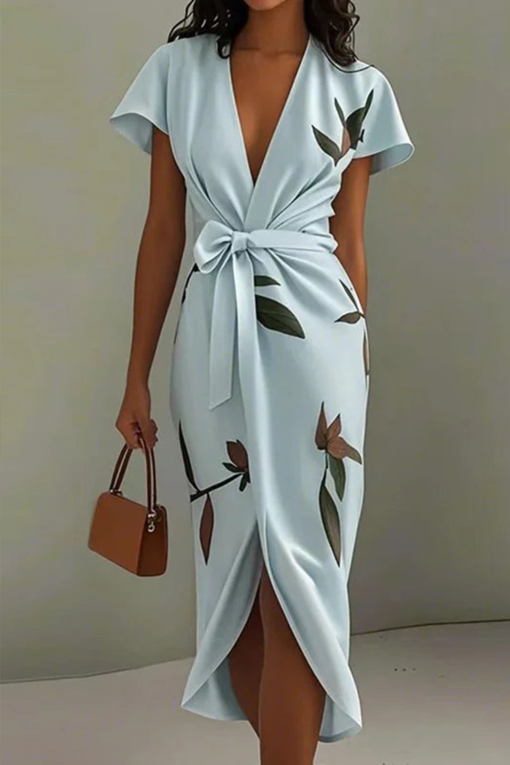 Chic Tie Waist Flowy Midi Dress