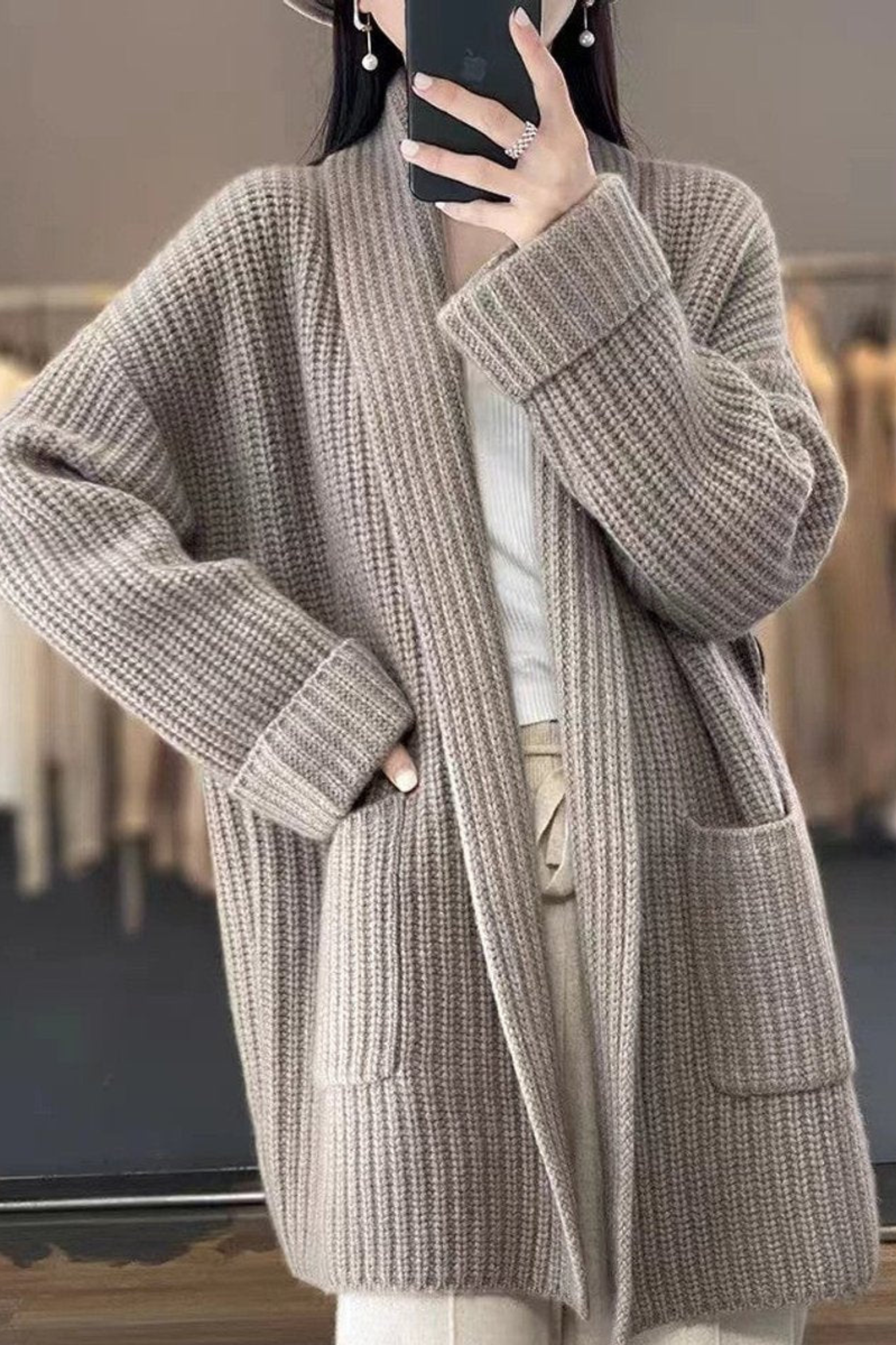 Women's Oversized Ribbed Knit Cardigan