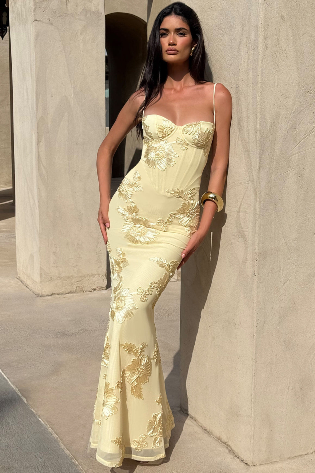 Romantic Embroidered Floral Wedding Guest Dress