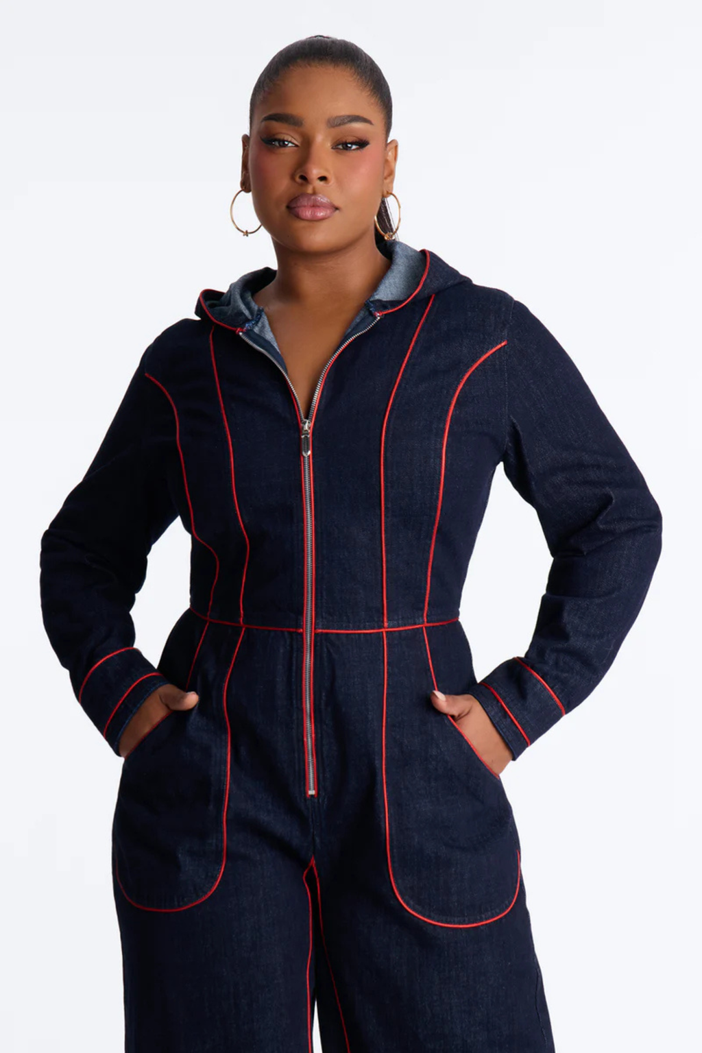 Women's Zip Front Wide Leg Jumpsuit