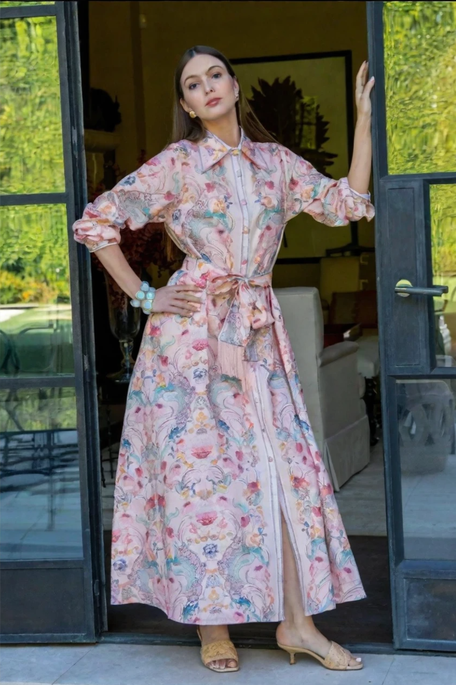 Floral Cotton Linen Maxi Dress