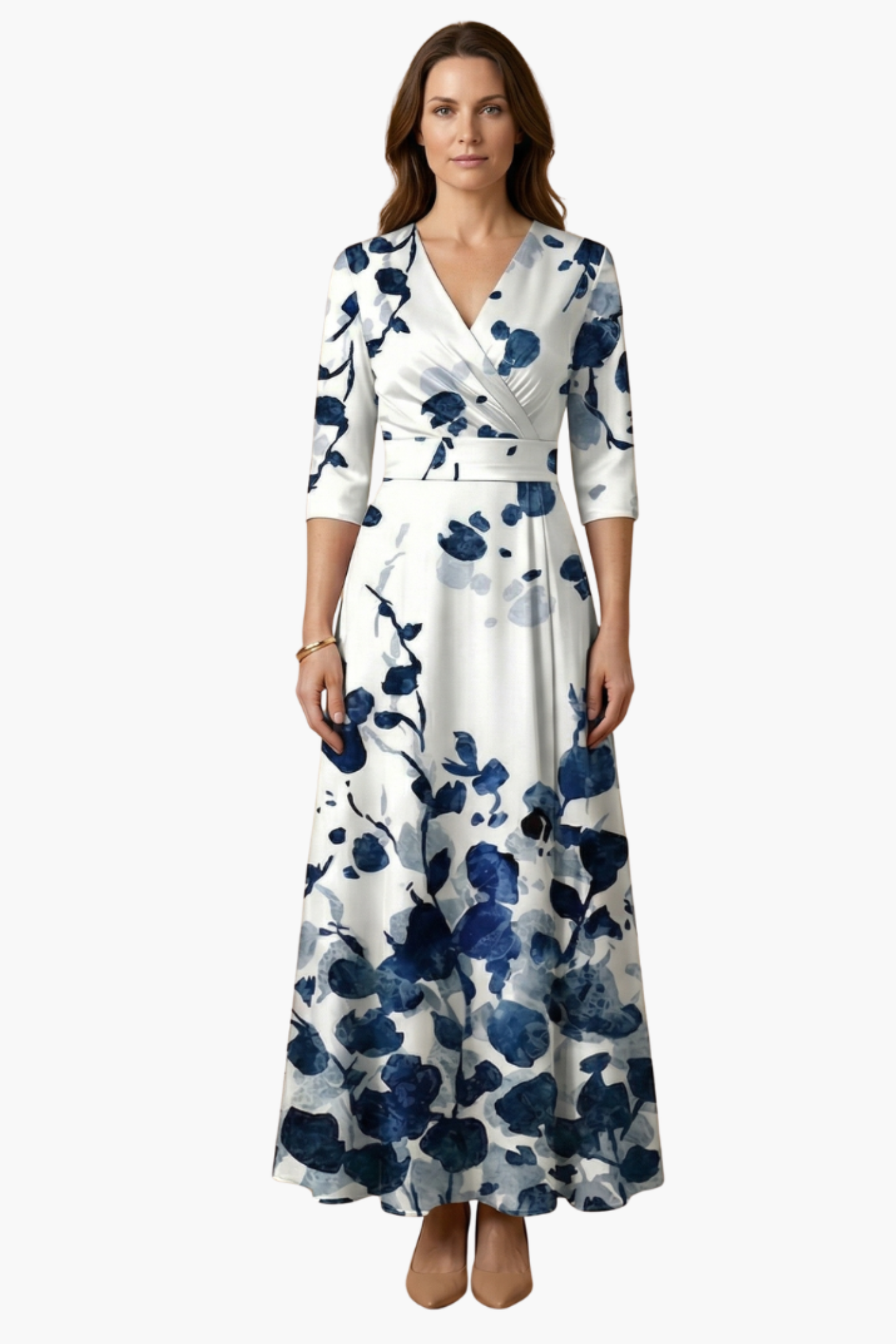 Elegant Floral V Neck Summer Dress