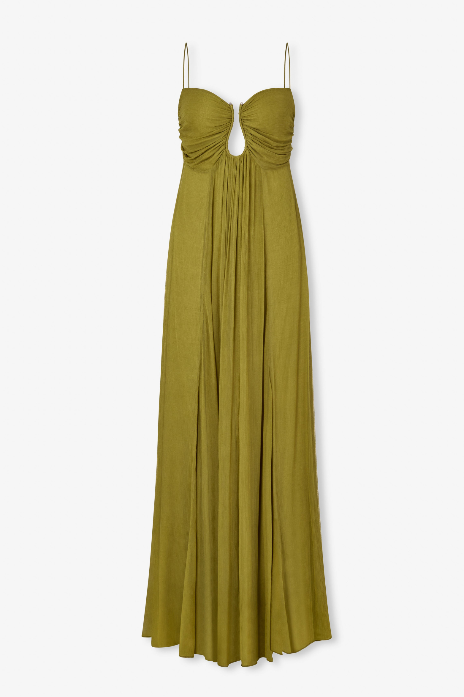 Metal Detail Backless A Line Slip Maxi Dress