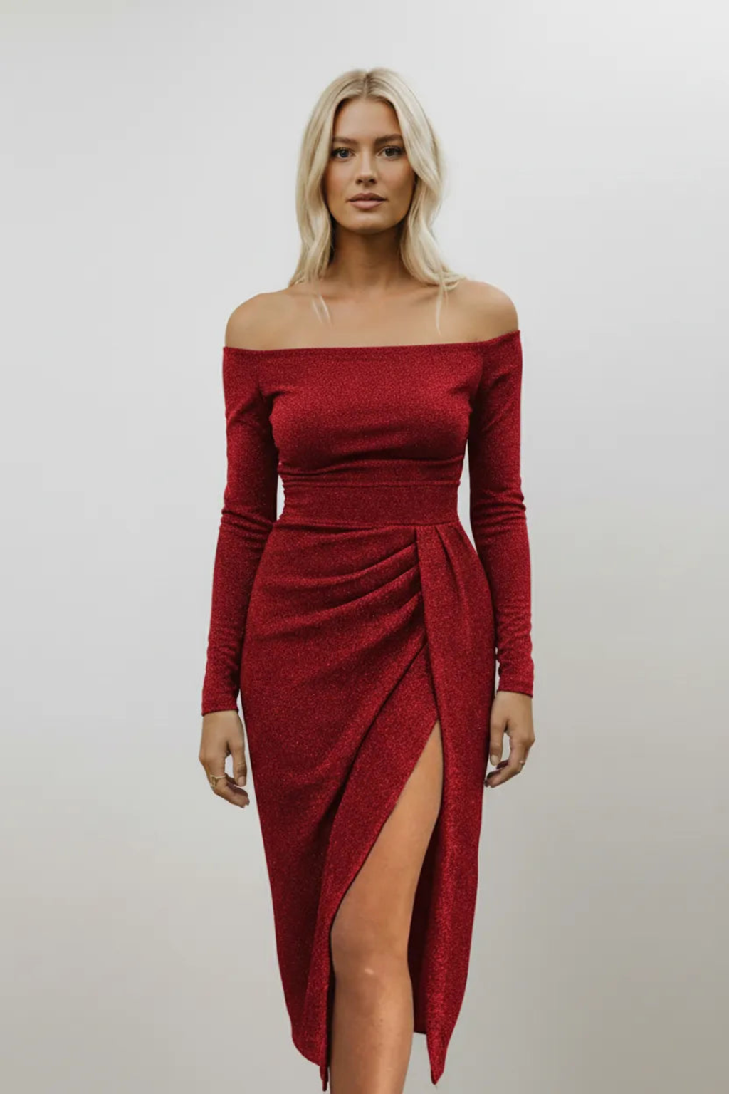 Ruched Bardot Party Dress