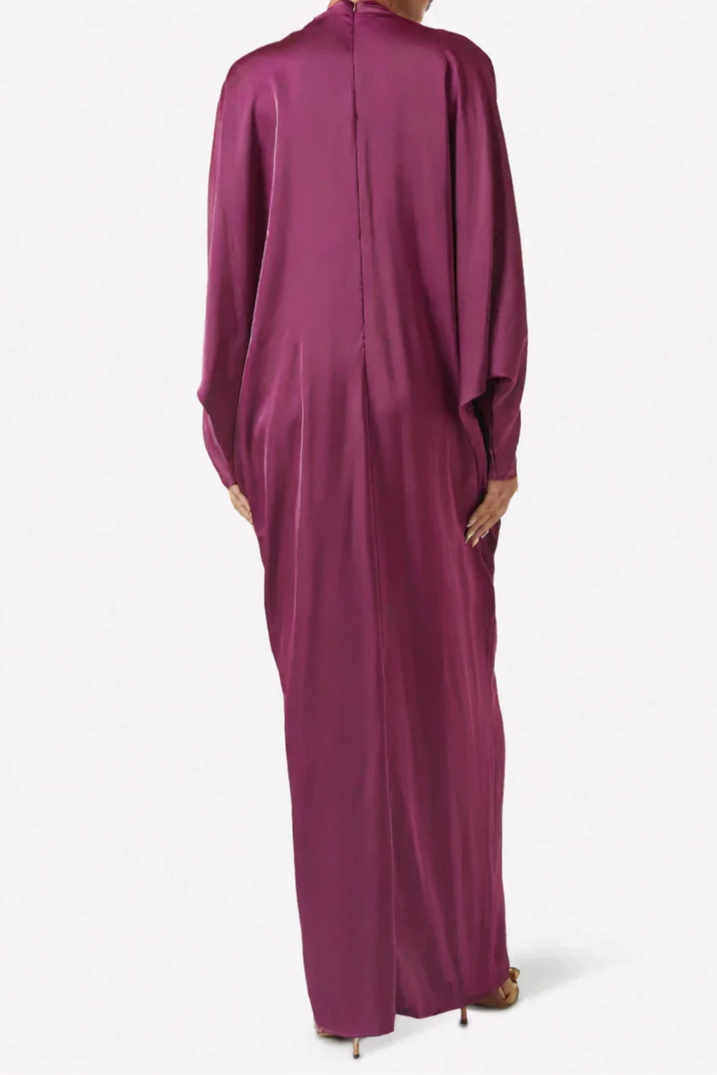 Luxe Magenta Satin Neck Maxi Dress