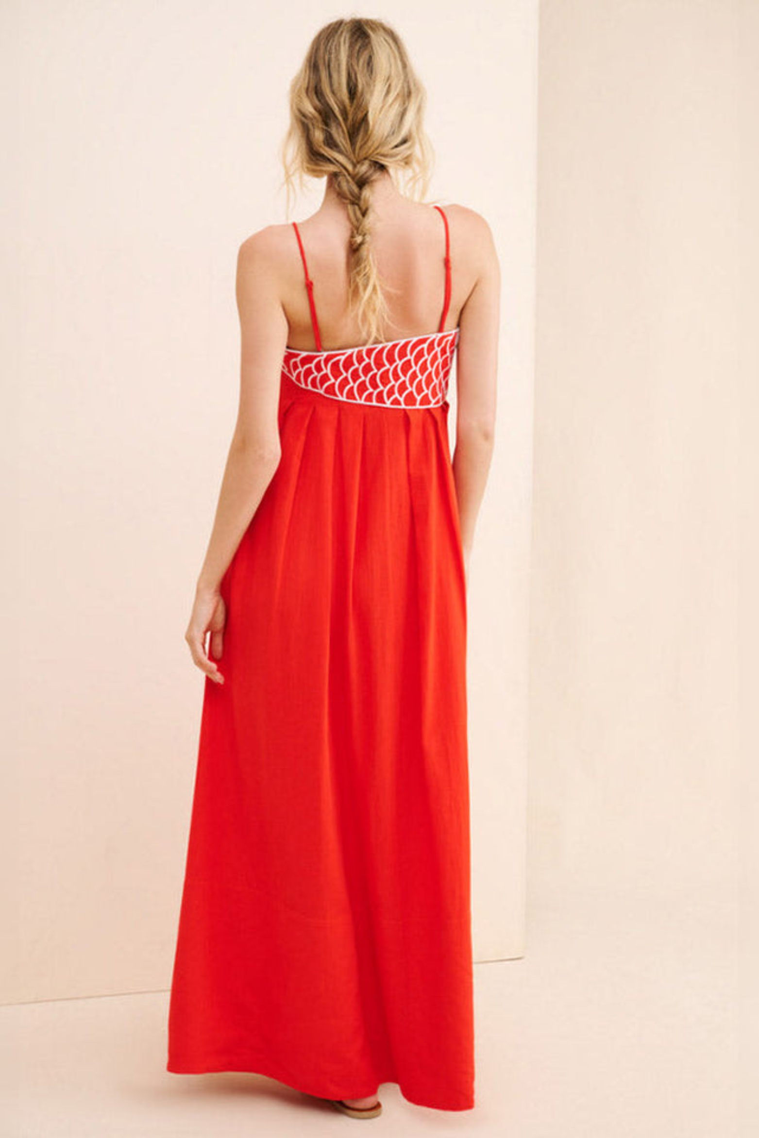Shoreline Fish Embroidery Maxi Dress