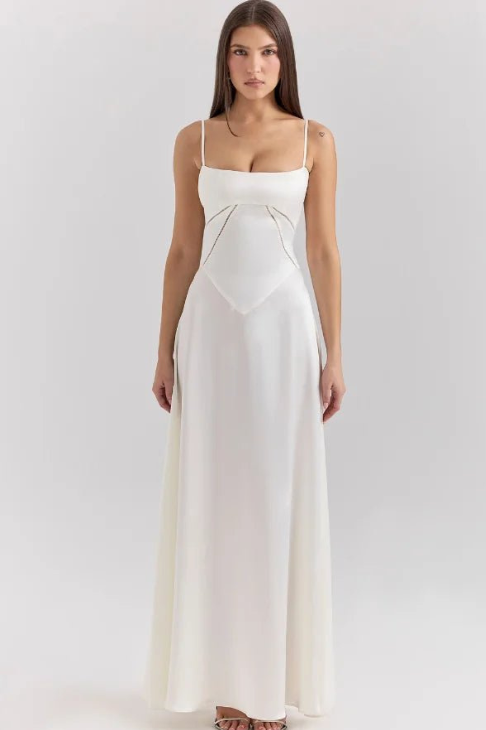 Corset Style Silky Satin Maxi Dress