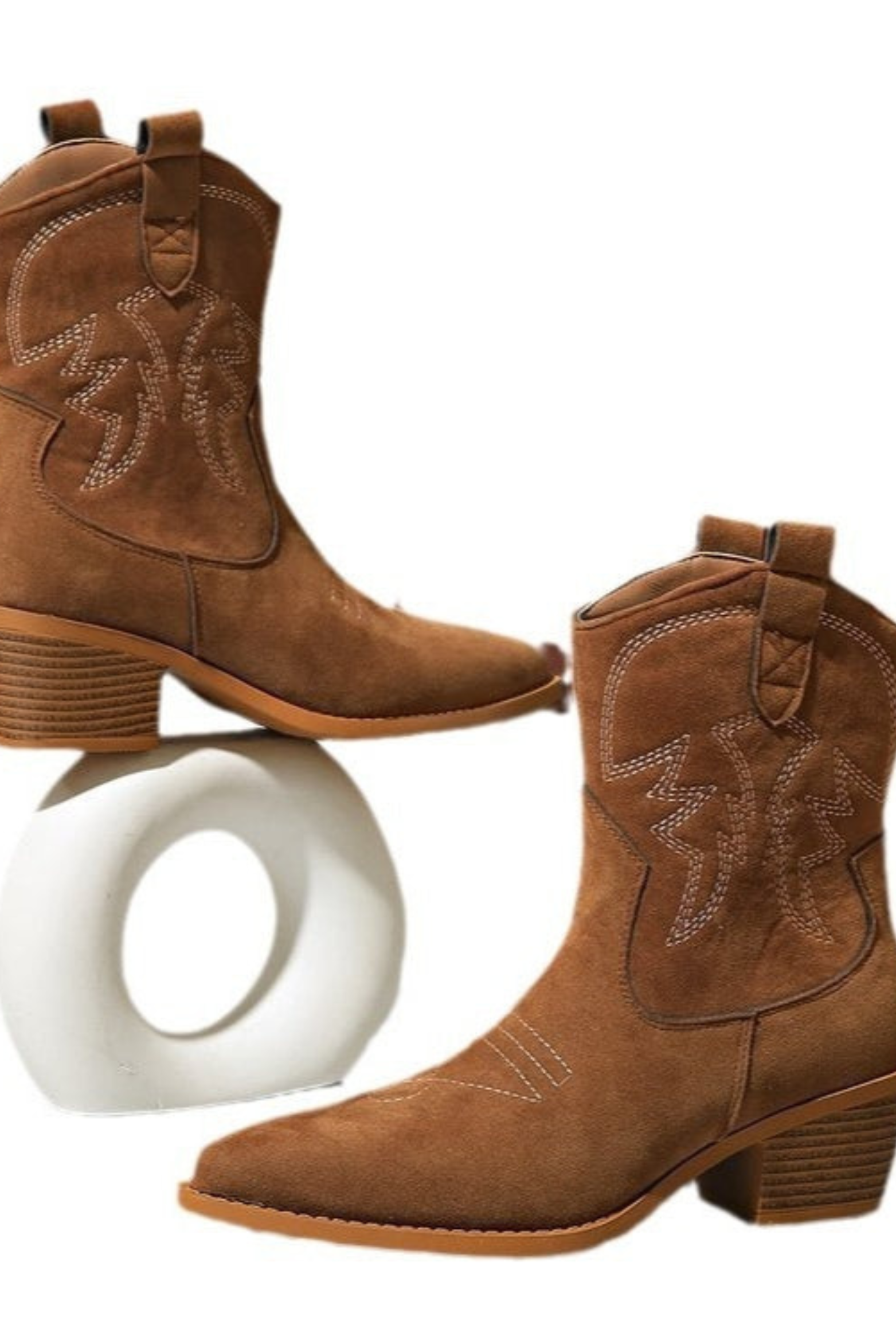 Women's Embroidered Cutout Mid Calf Boots