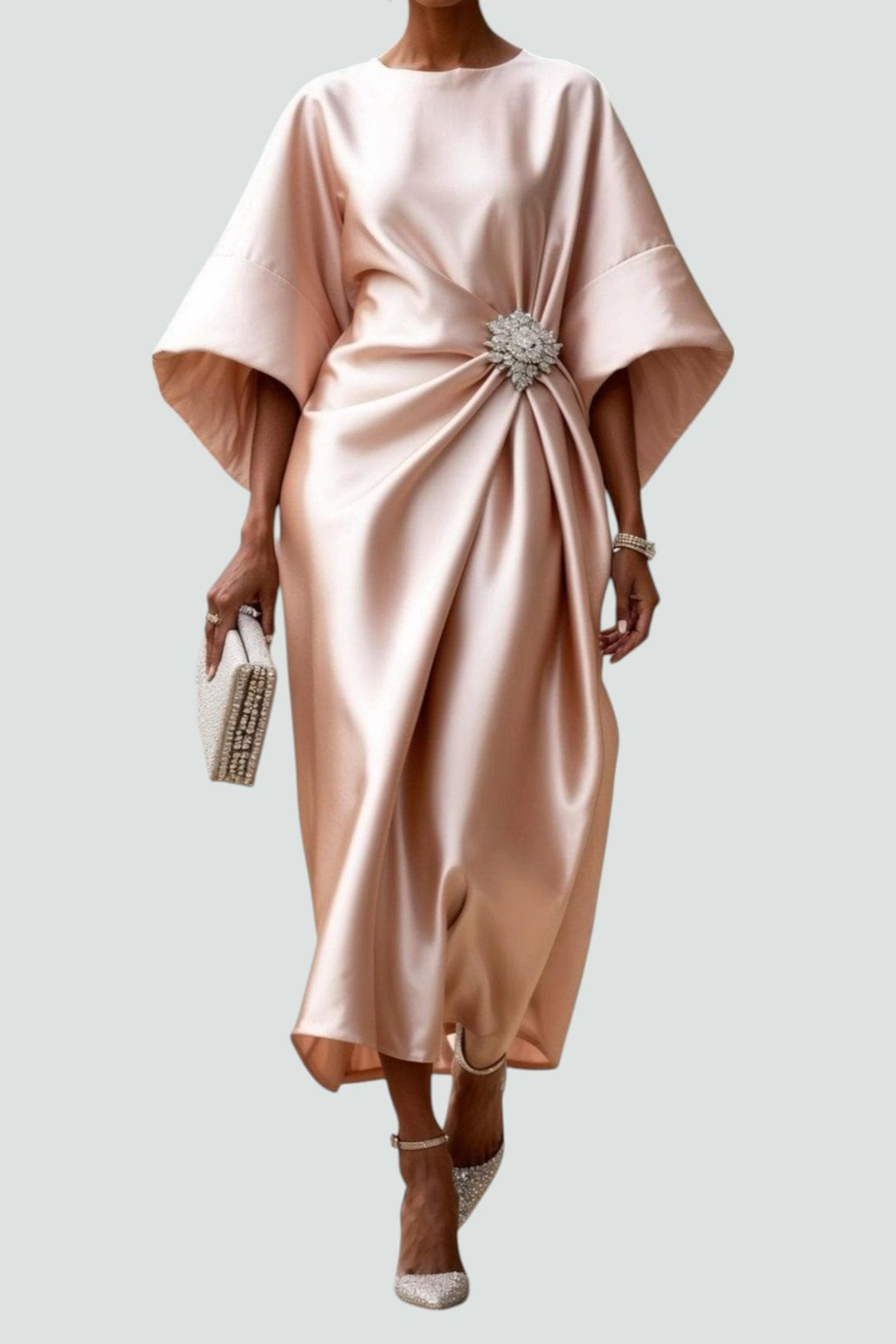 Refined Satin Flow Midi Dress