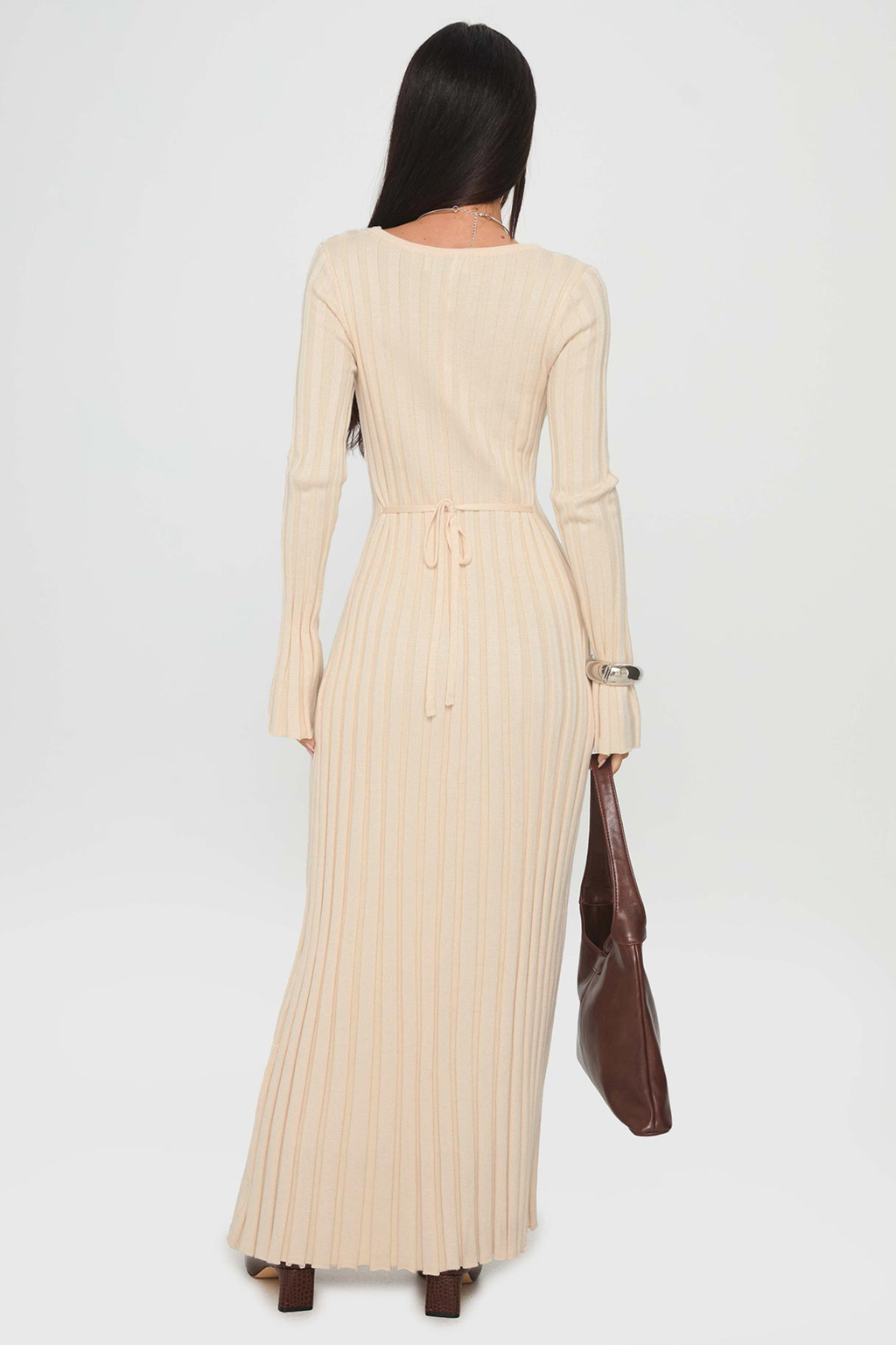 Tie Back Ribbed Maxi Dress