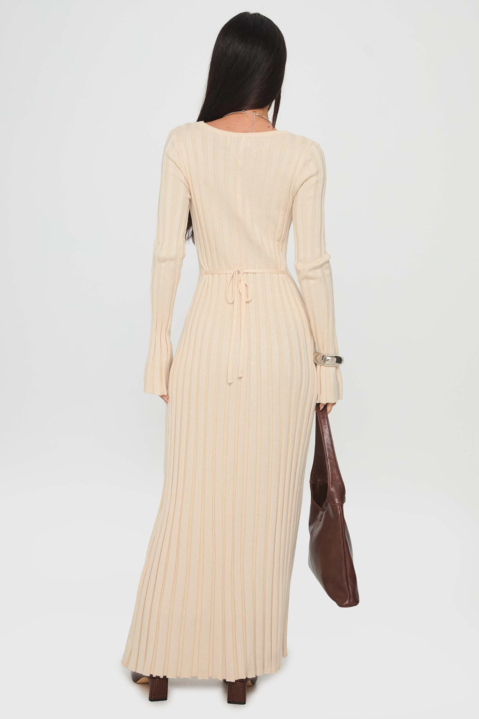 Tie Back Ribbed Maxi Dress