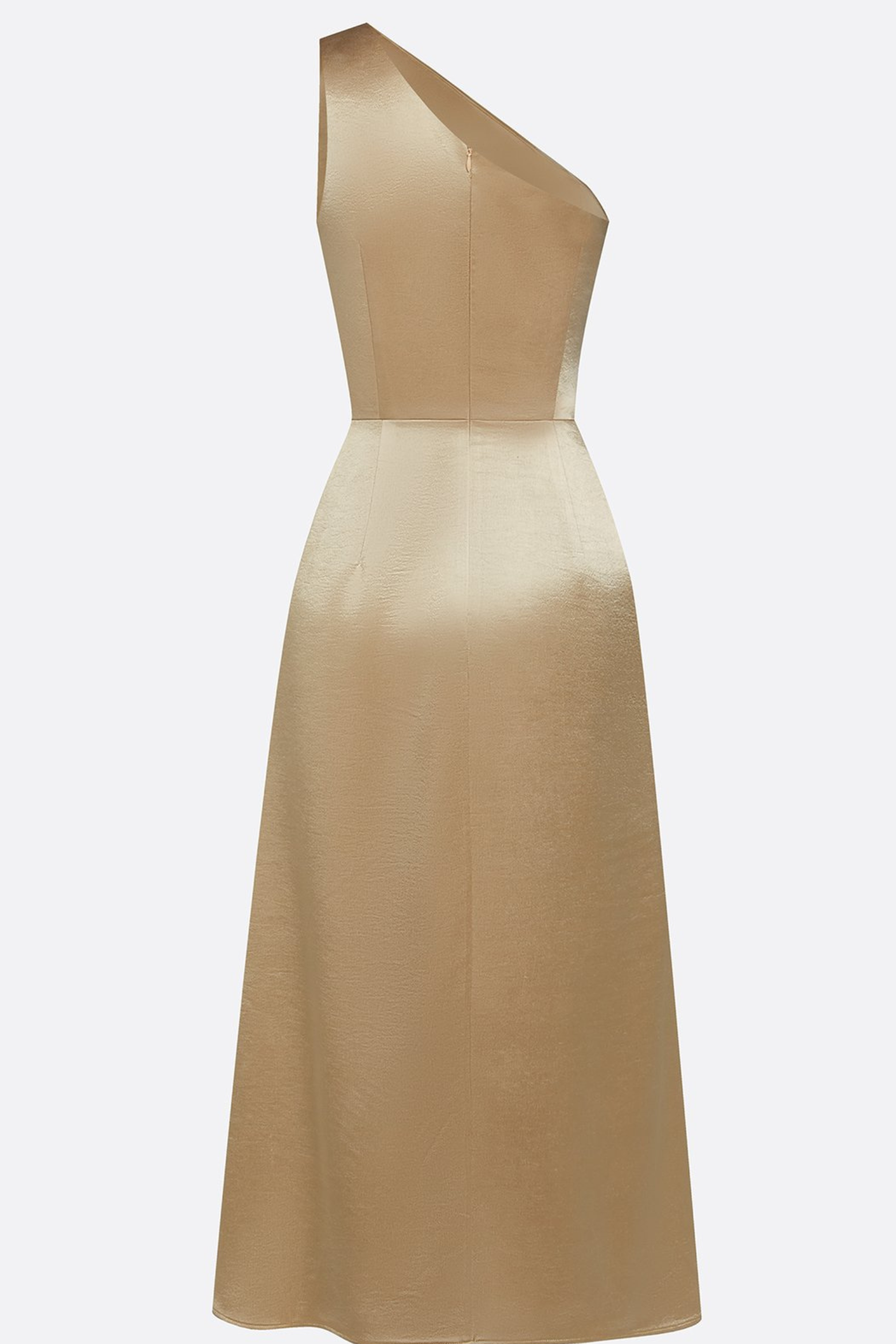Draped One Shoulder A Line Midi Bridesmaid Dress