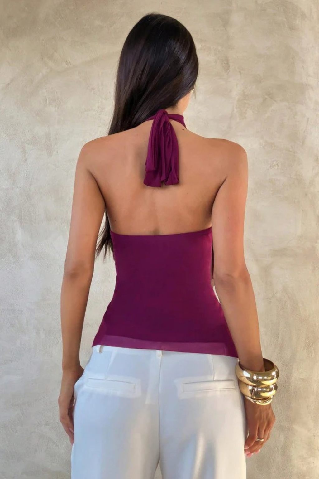 Layered Halter Party Top with Sheer Ruffle Detail