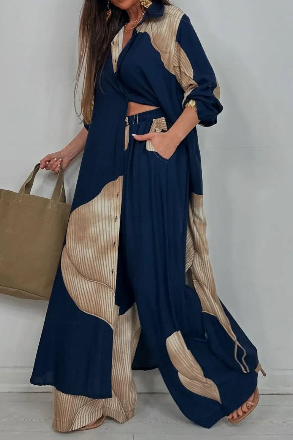 Women's Patchwork Lounge Two Piece Set