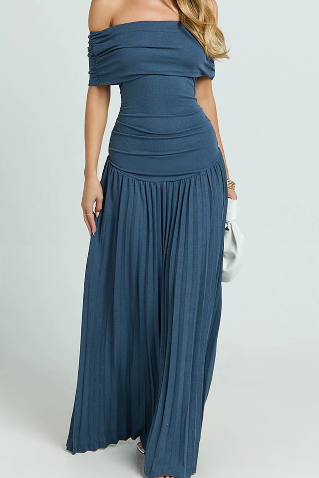 Romantic Off Shoulder Maxi Dress with Soft Flow