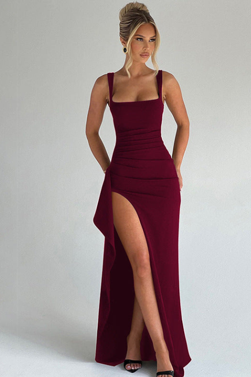 Open Back Satin Slip Maxi Dress