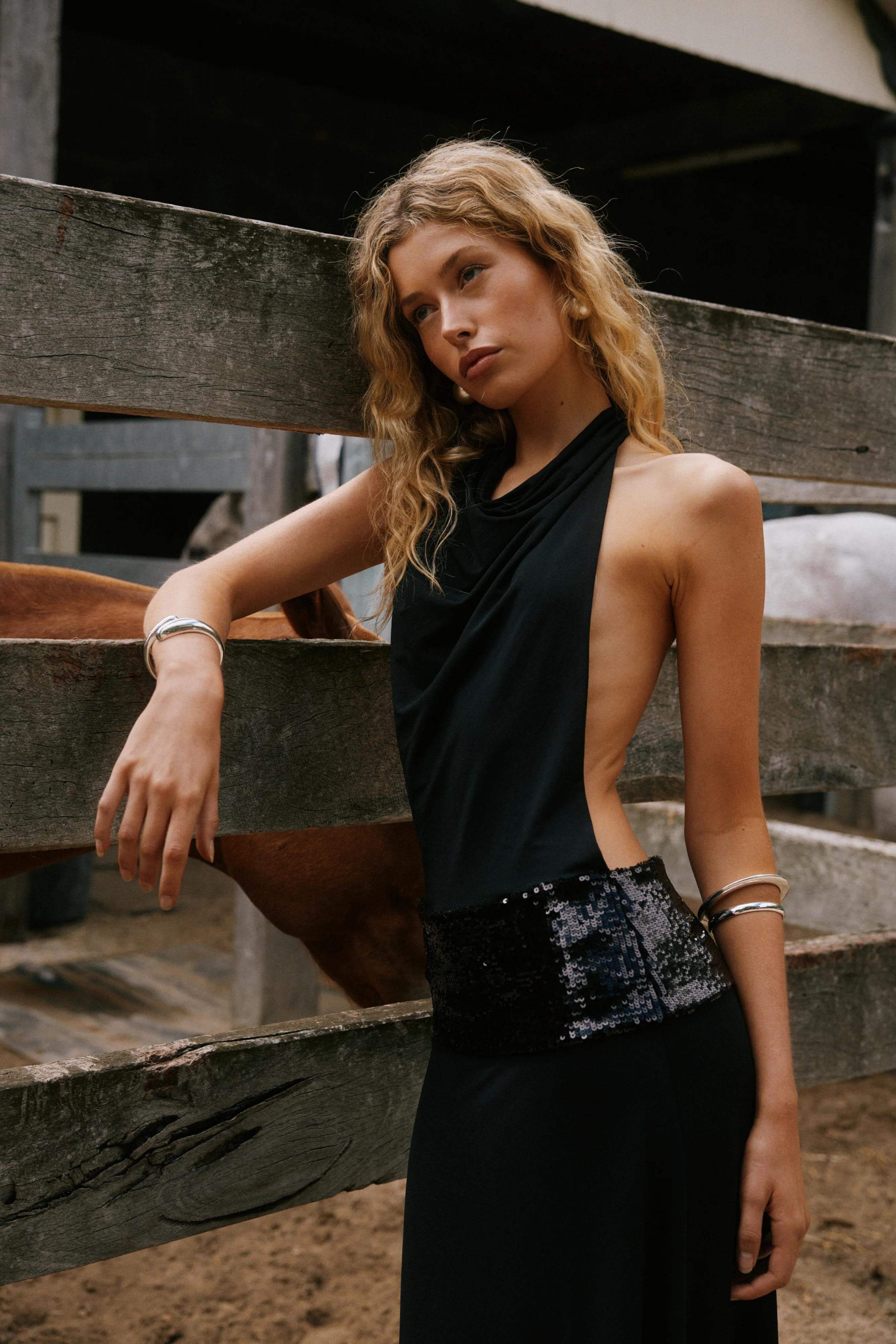 Adele Halter Black Gown