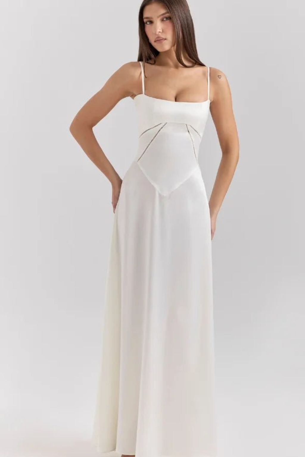 Corset Style Silky Satin Maxi Dress