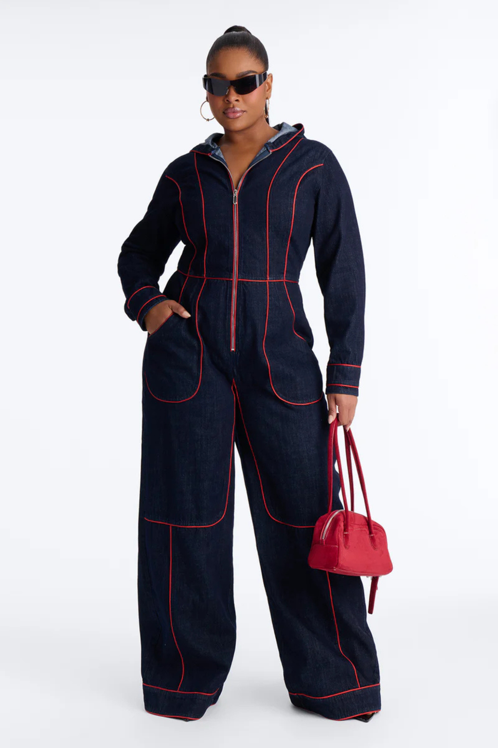 Women's Zip Front Wide Leg Jumpsuit
