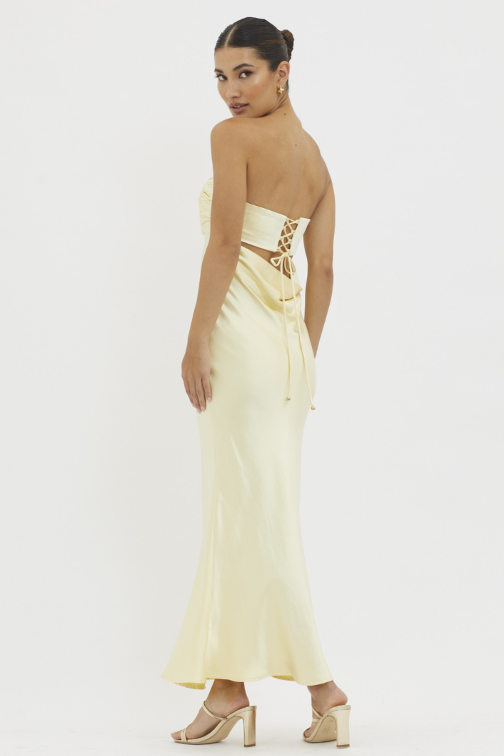 Butter Yellow Smooth Finish Midi Dress