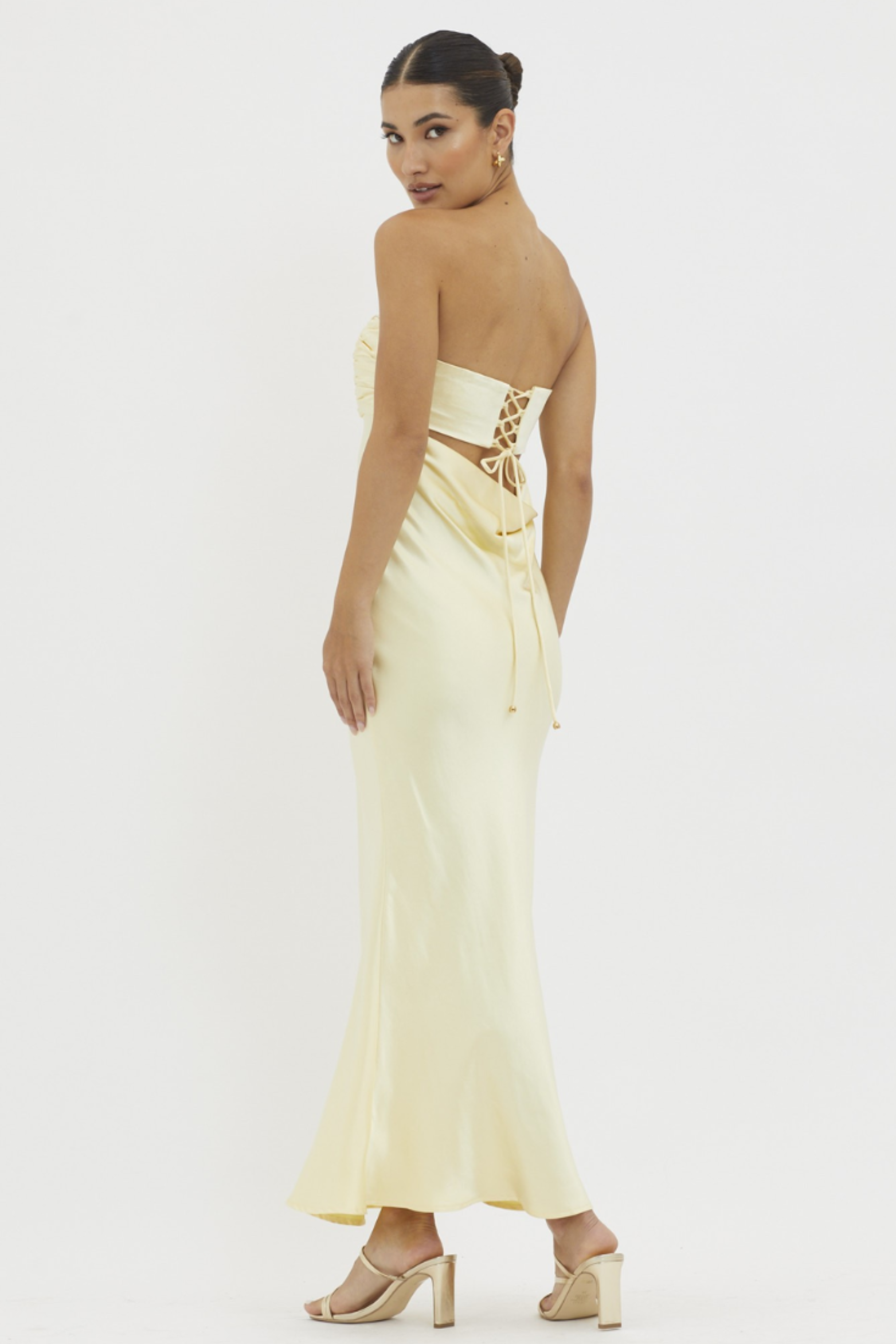Butter Yellow Smooth Finish Midi Dress