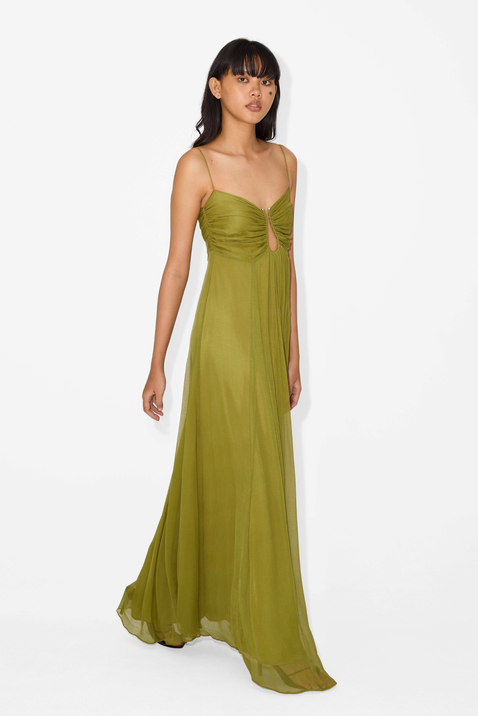 Metal Detail Backless A Line Slip Maxi Dress