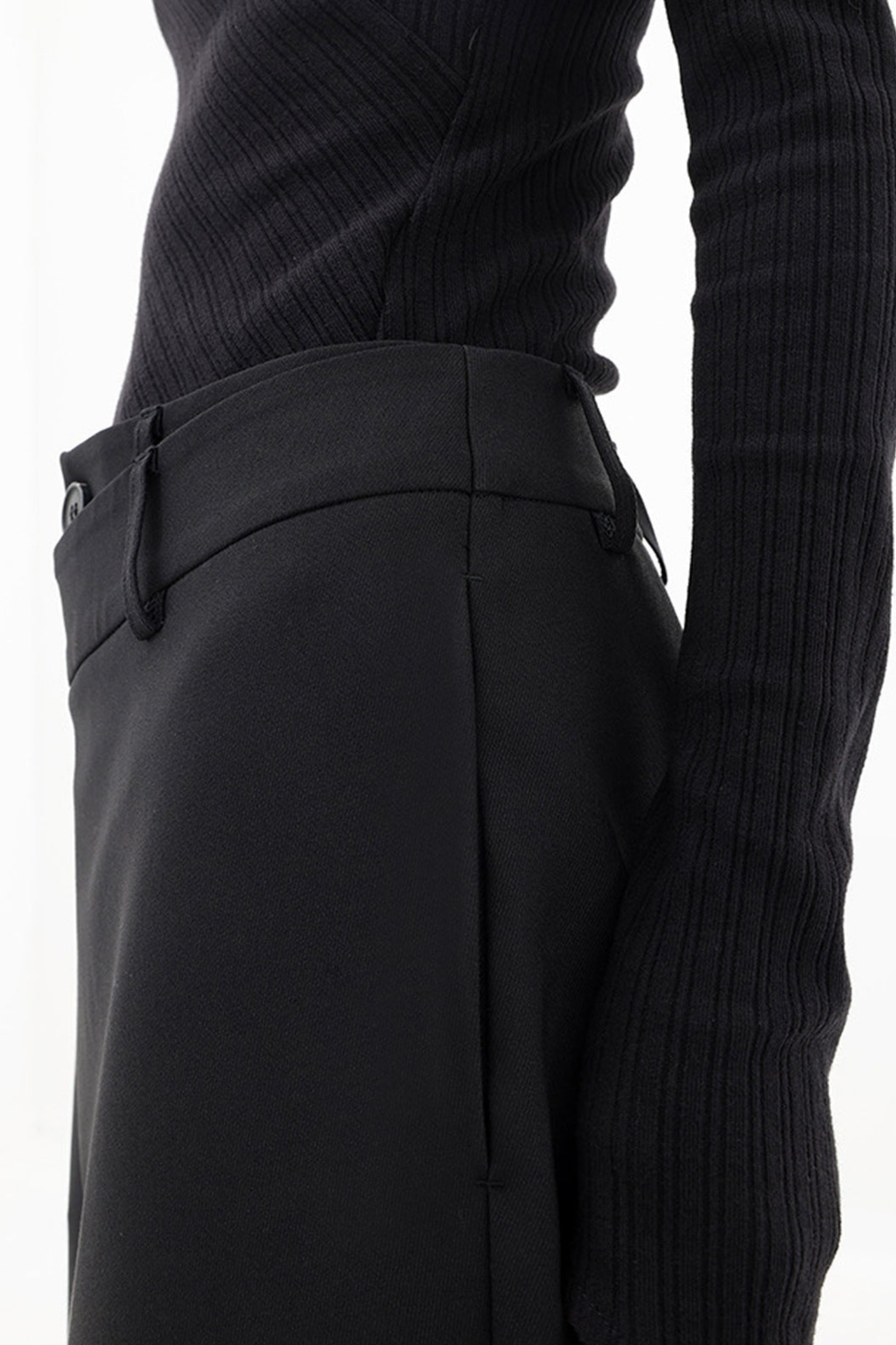 Asymmetrical Button Detail Wide Leg Baggy Pants