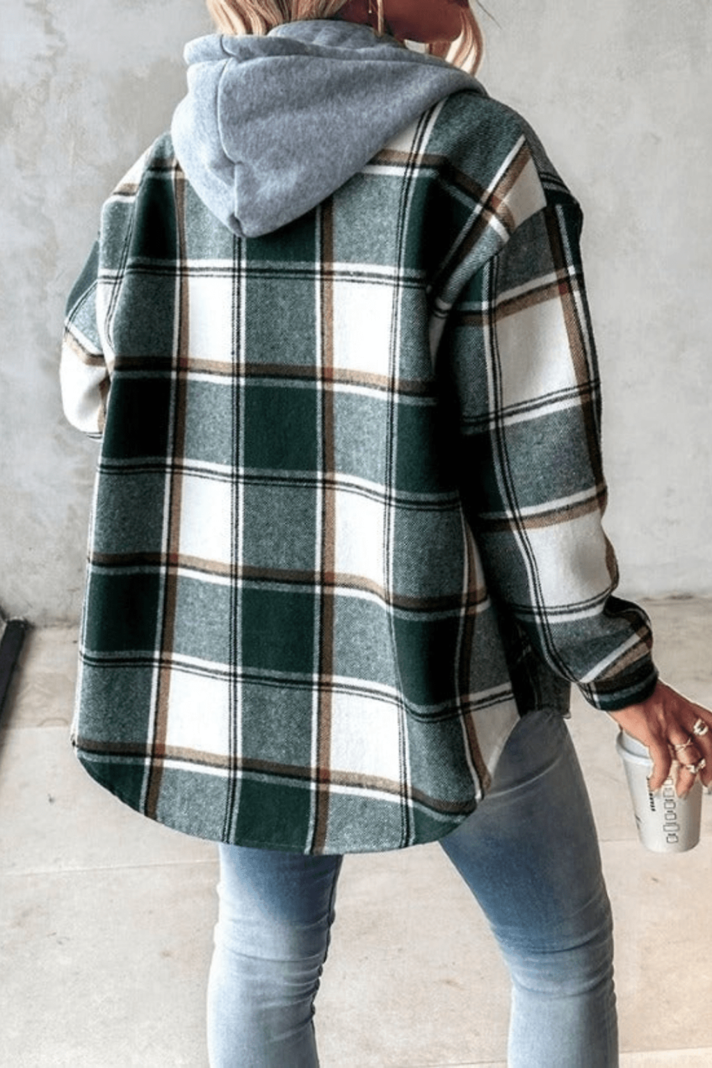 Plaid Hooded Relaxed Shacket