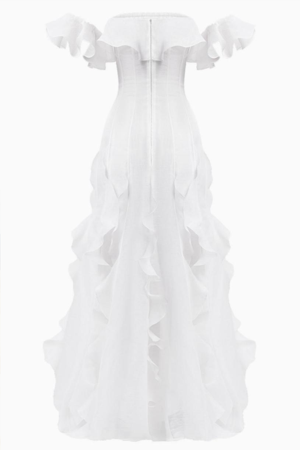 Frill Off Shoulder Maxi Dress with Romantic Silhouette