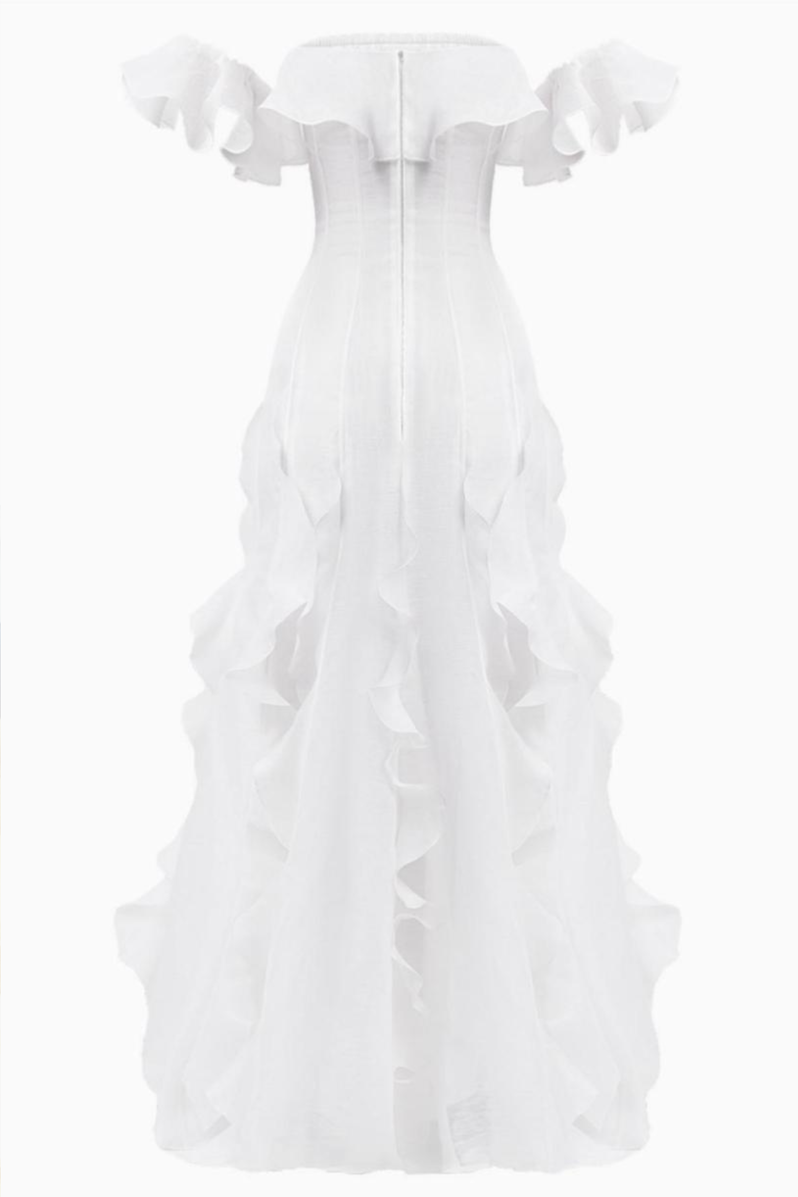Frill Off Shoulder Maxi Dress with Romantic Silhouette