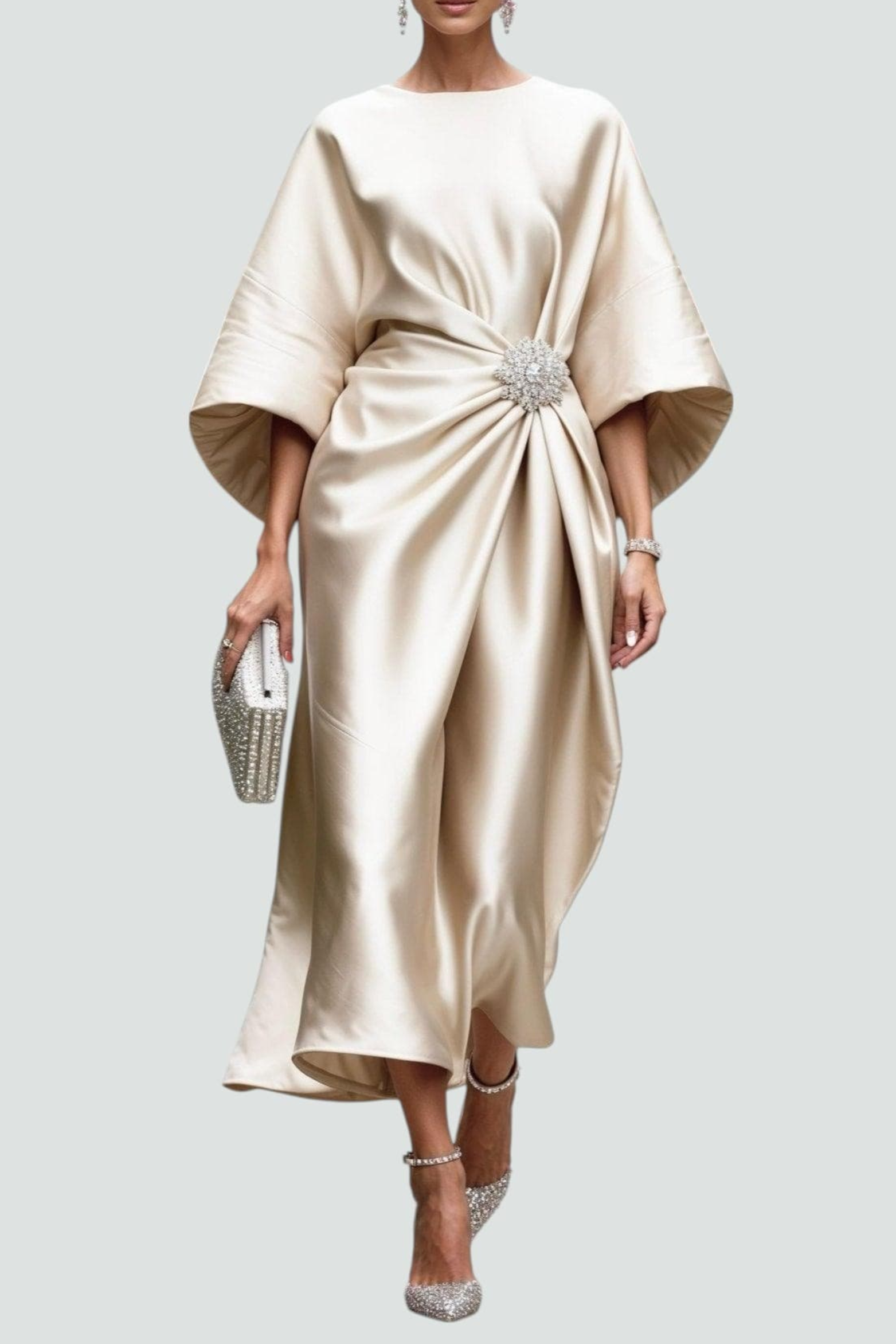 Refined Satin Flow Midi Dress