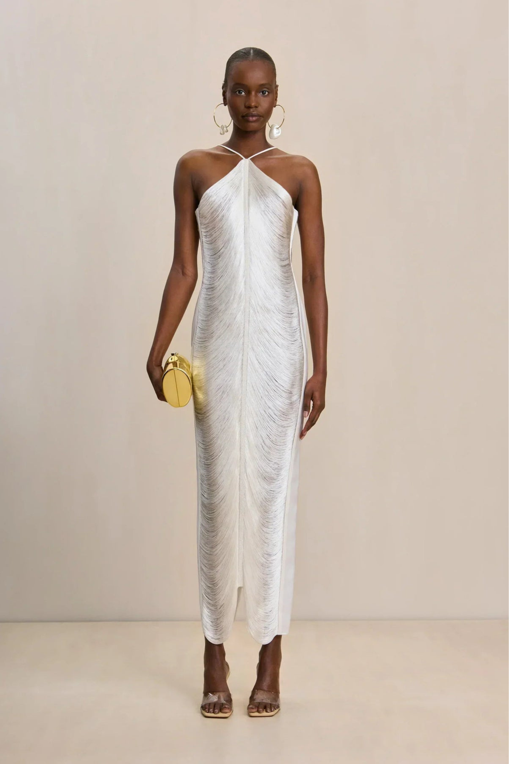 Fringe Halter Maxi Dress with Open Back