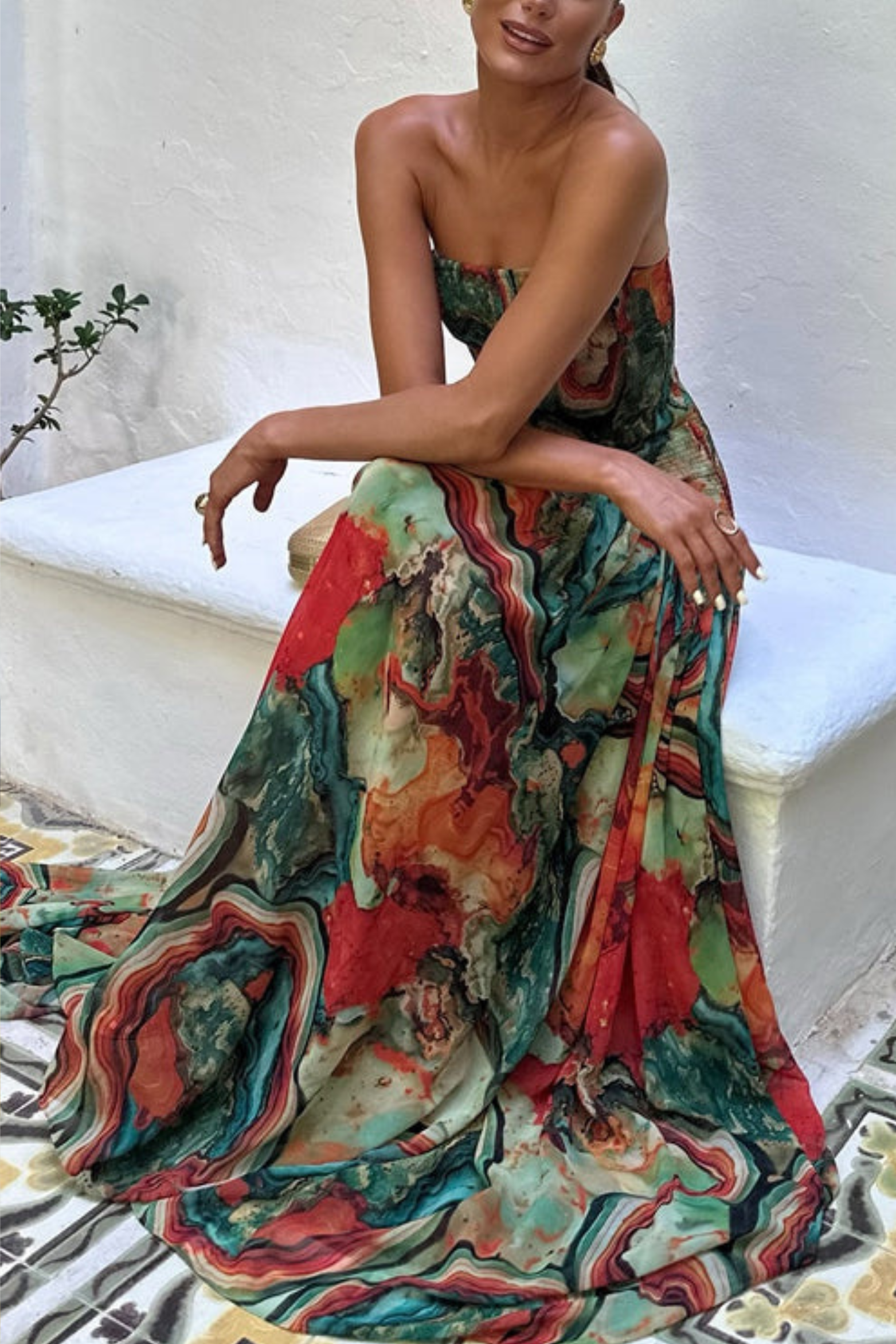 Strapless Ombre Sleeveless Maxi Dress