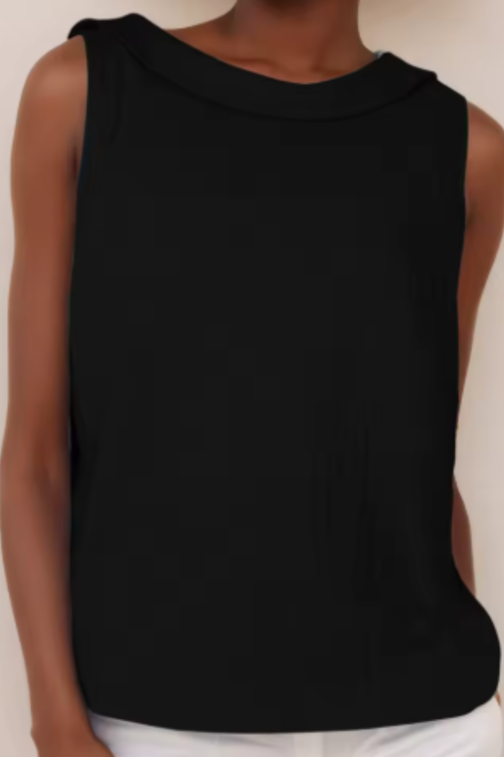 Minimalist Sleeveless Roll Collar Top
