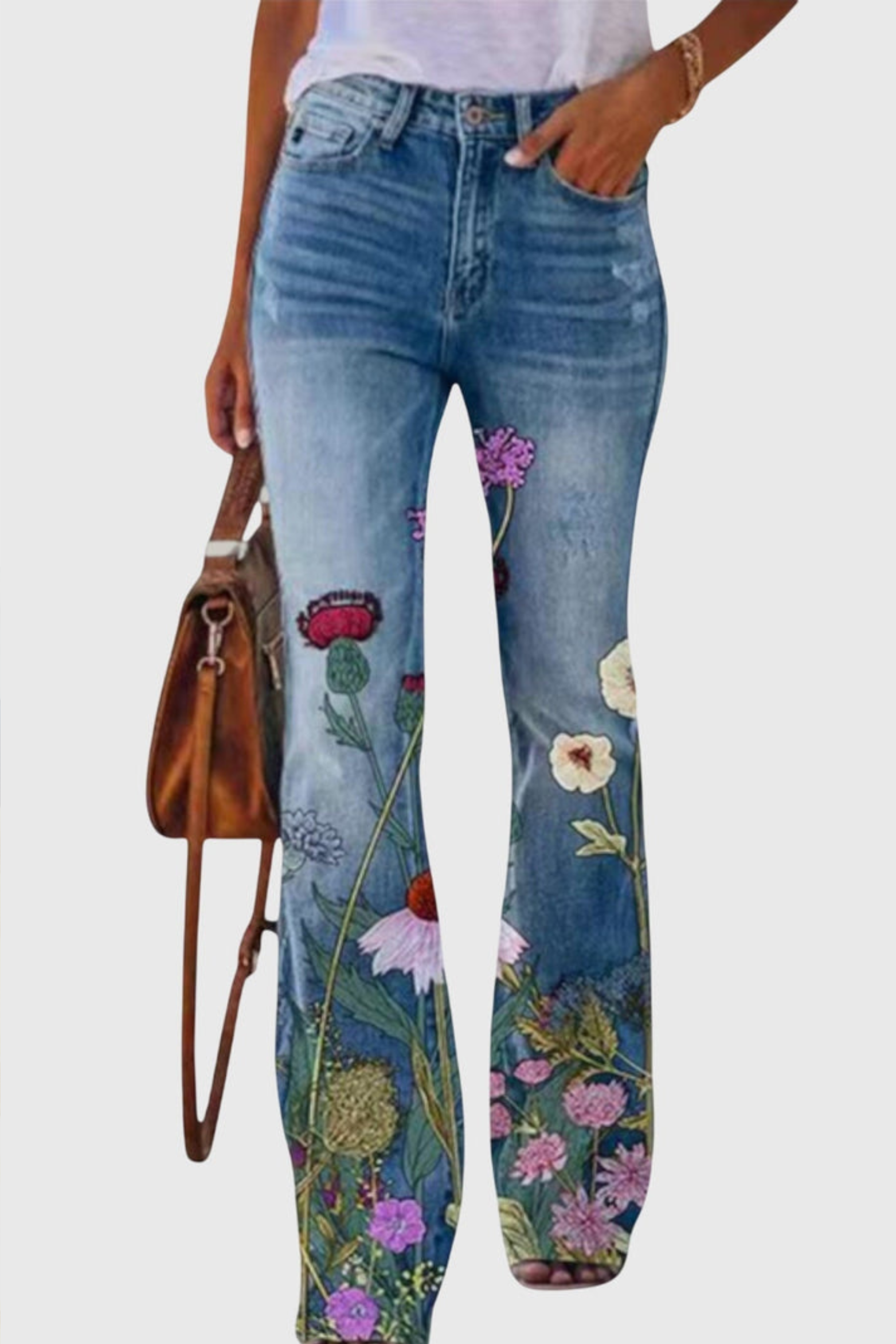 Bloom Print Wide Leg Pants with Effortless Style