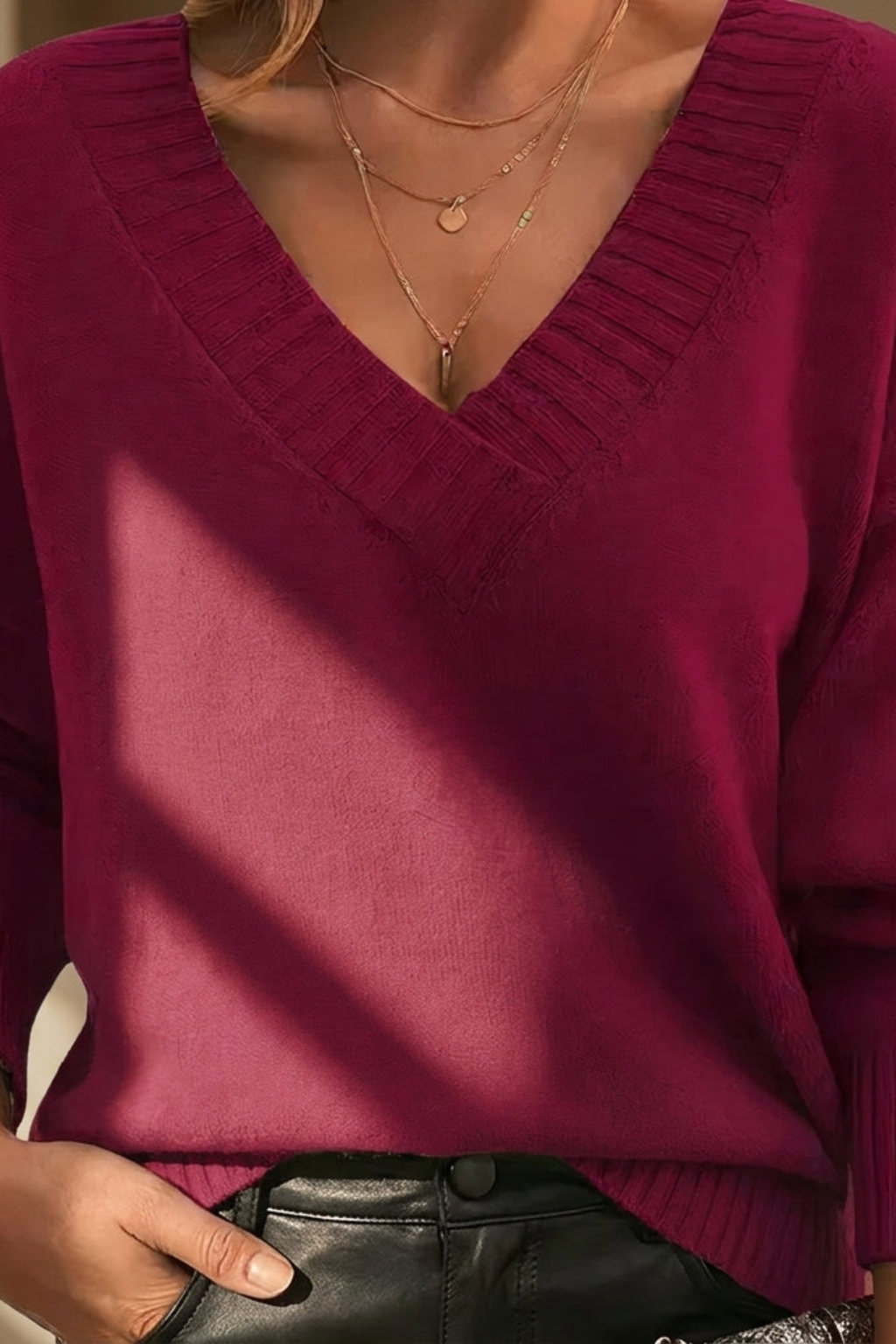 Women's Classic V Neck Knit Sweater