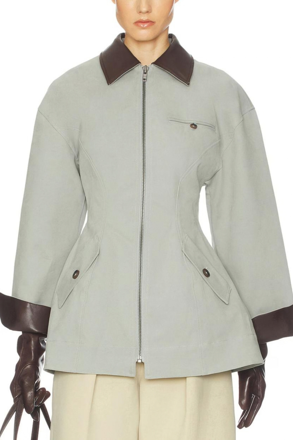 Light Grey Cropped Oversized Jacket
