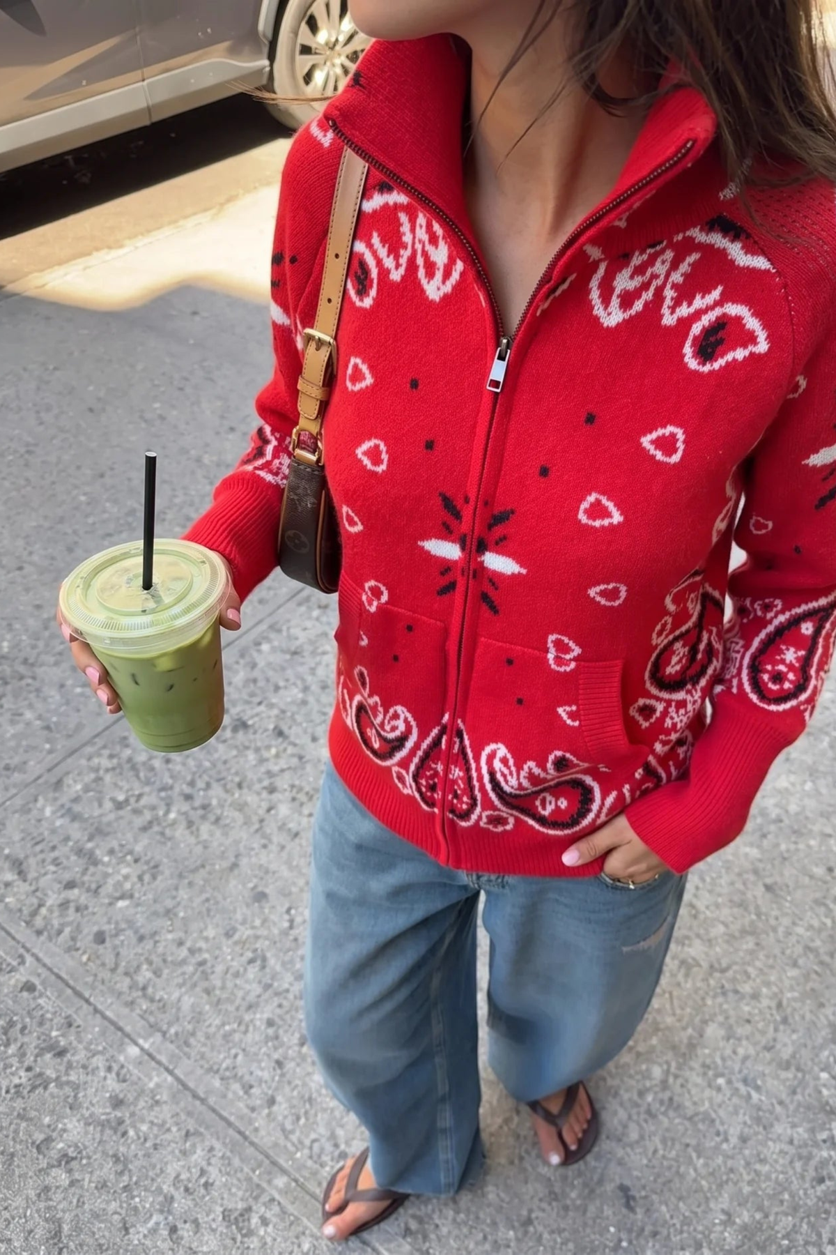Women's Bandana Print Knit Cardigan