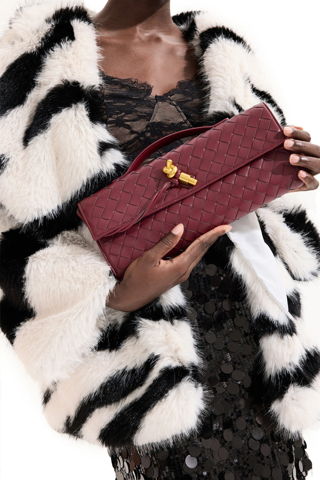 Structured Faux Leather Tote Clutch