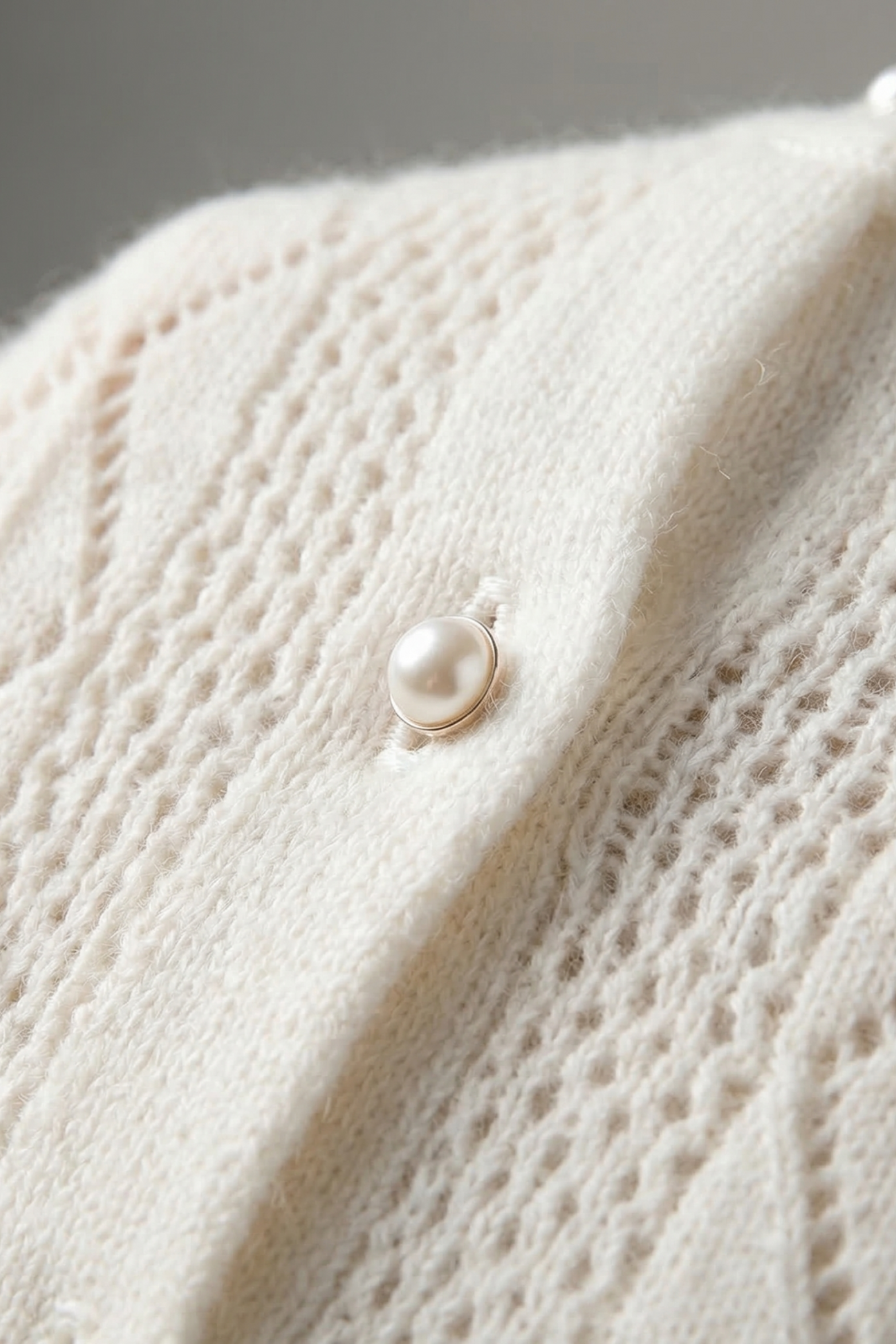 Women's Pearl Accent Open Knit Sweater
